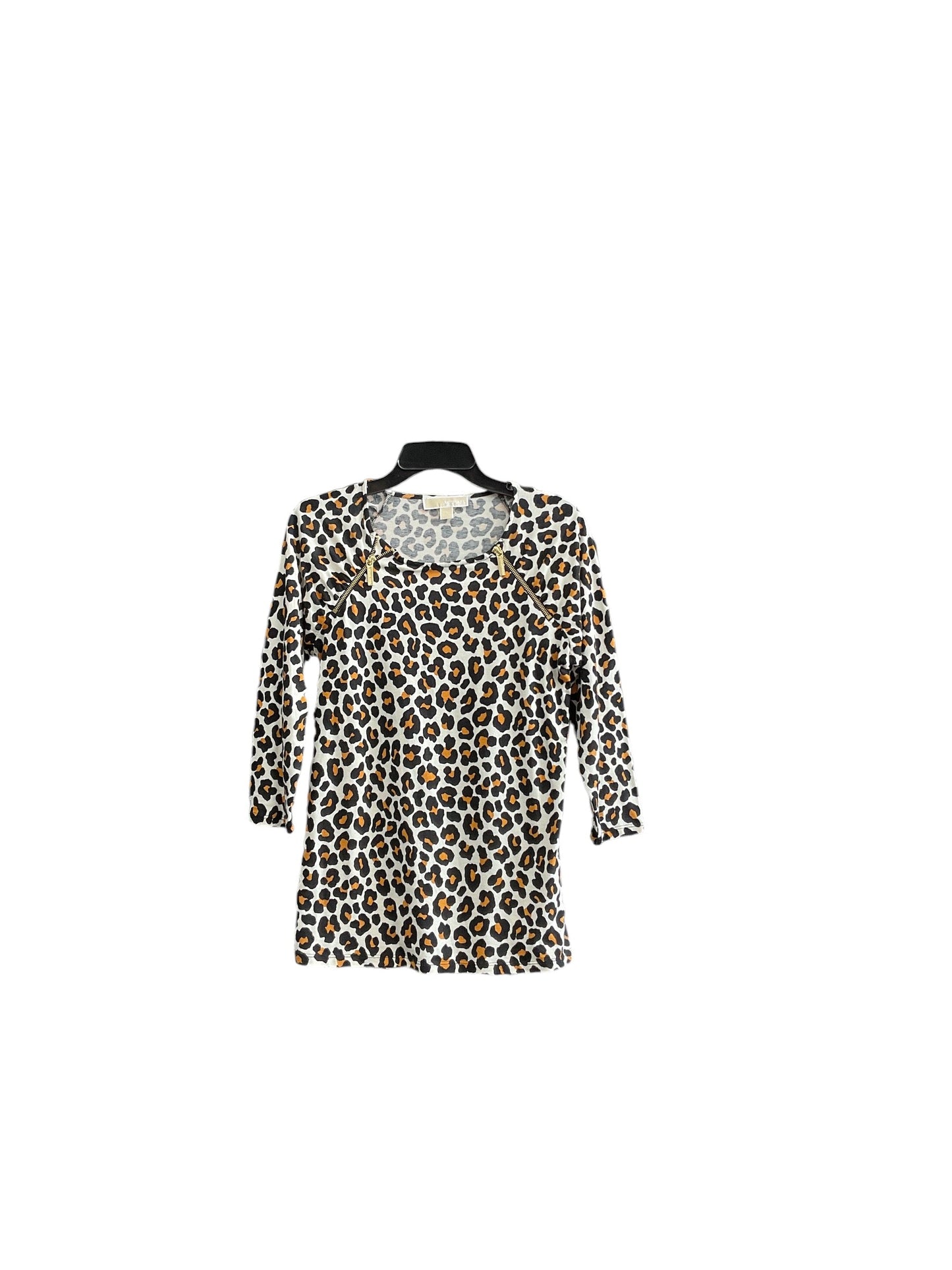 Top 3/4 Sleeve Designer By Michael By Michael Kors In Leopard Print, Size: S