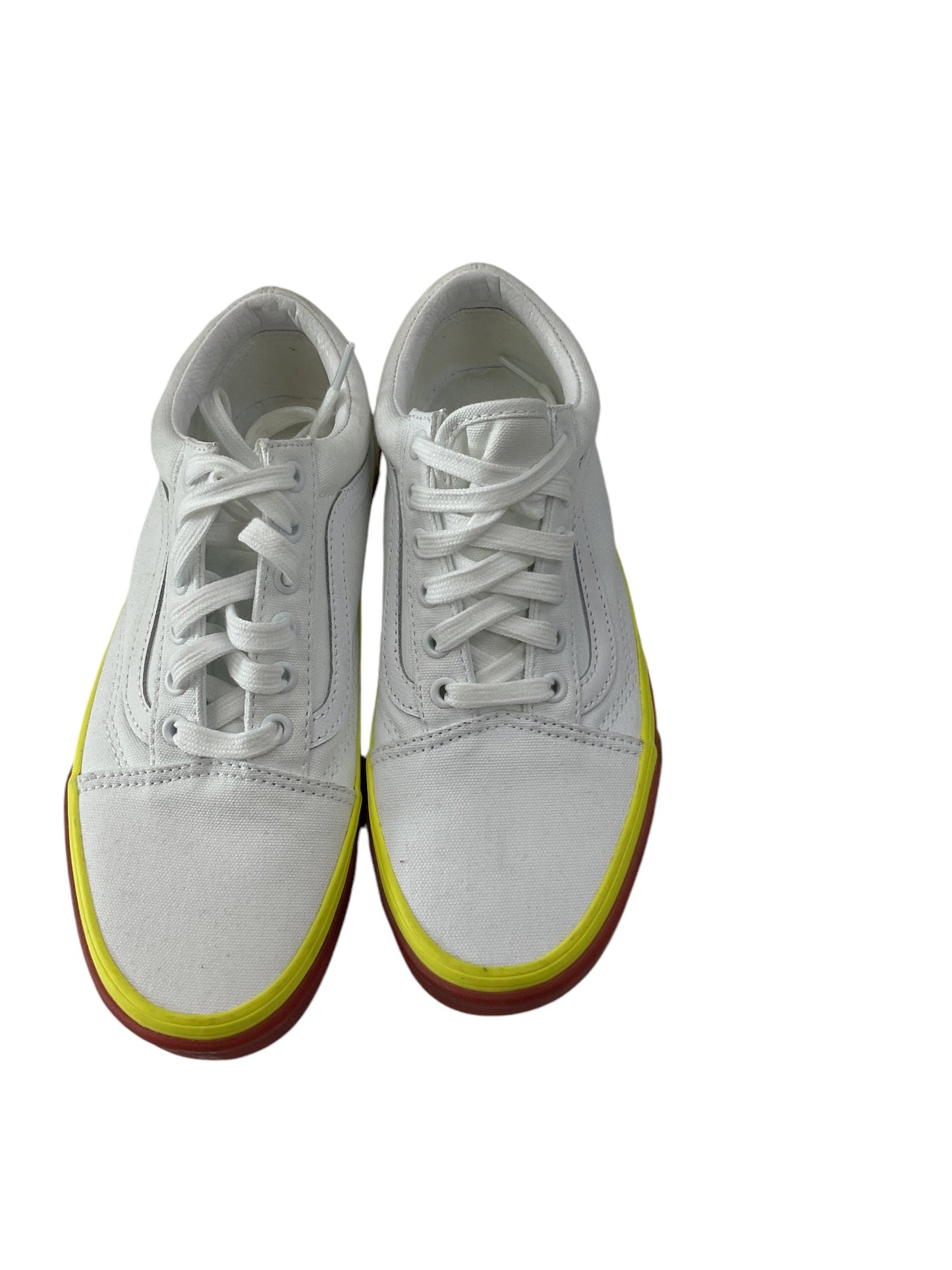 Shoes Sneakers By Vans In White & Yellow, Size: 7.5