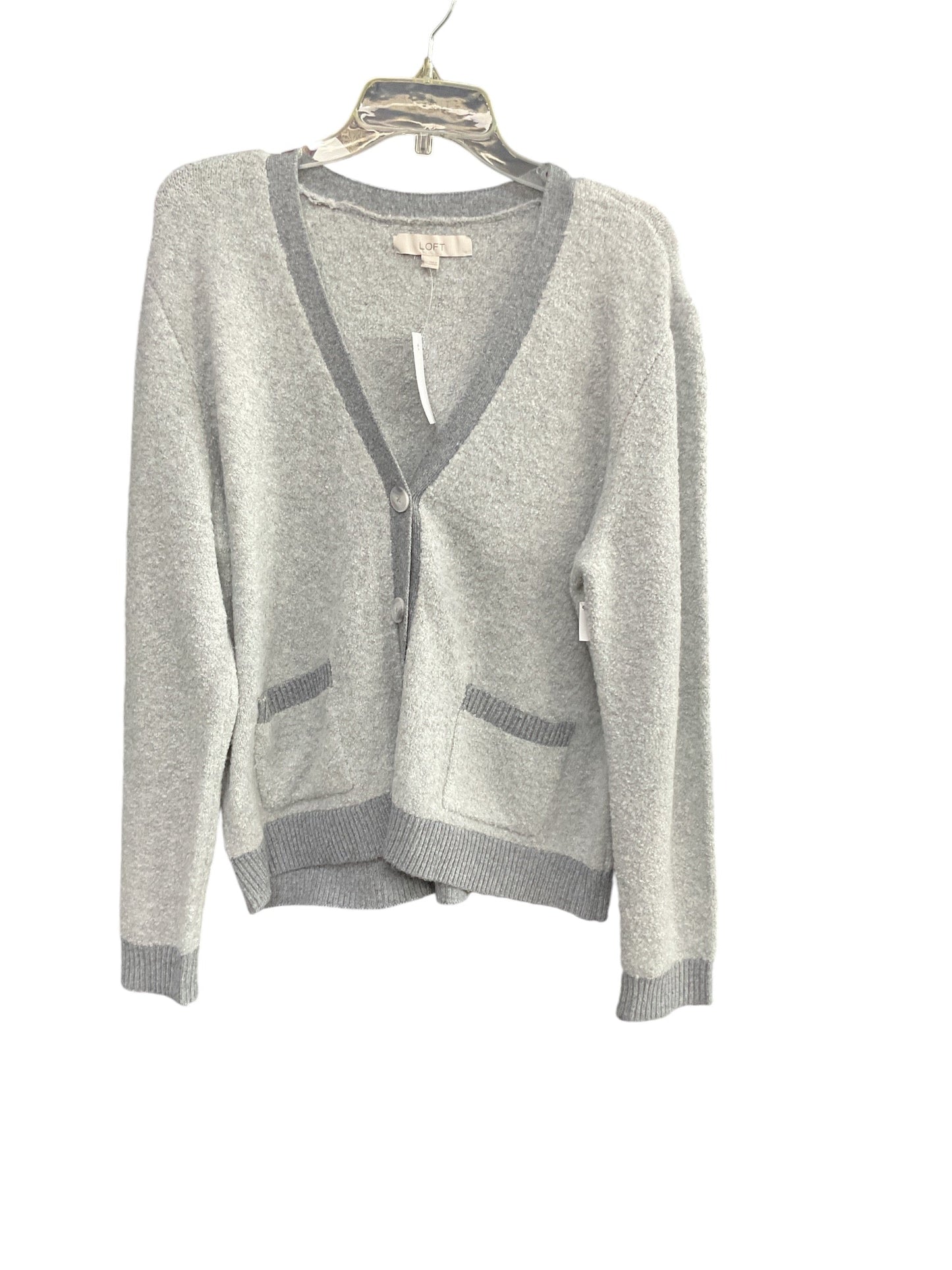 Sweater Cardigan By Loft In Grey, Size: 2x