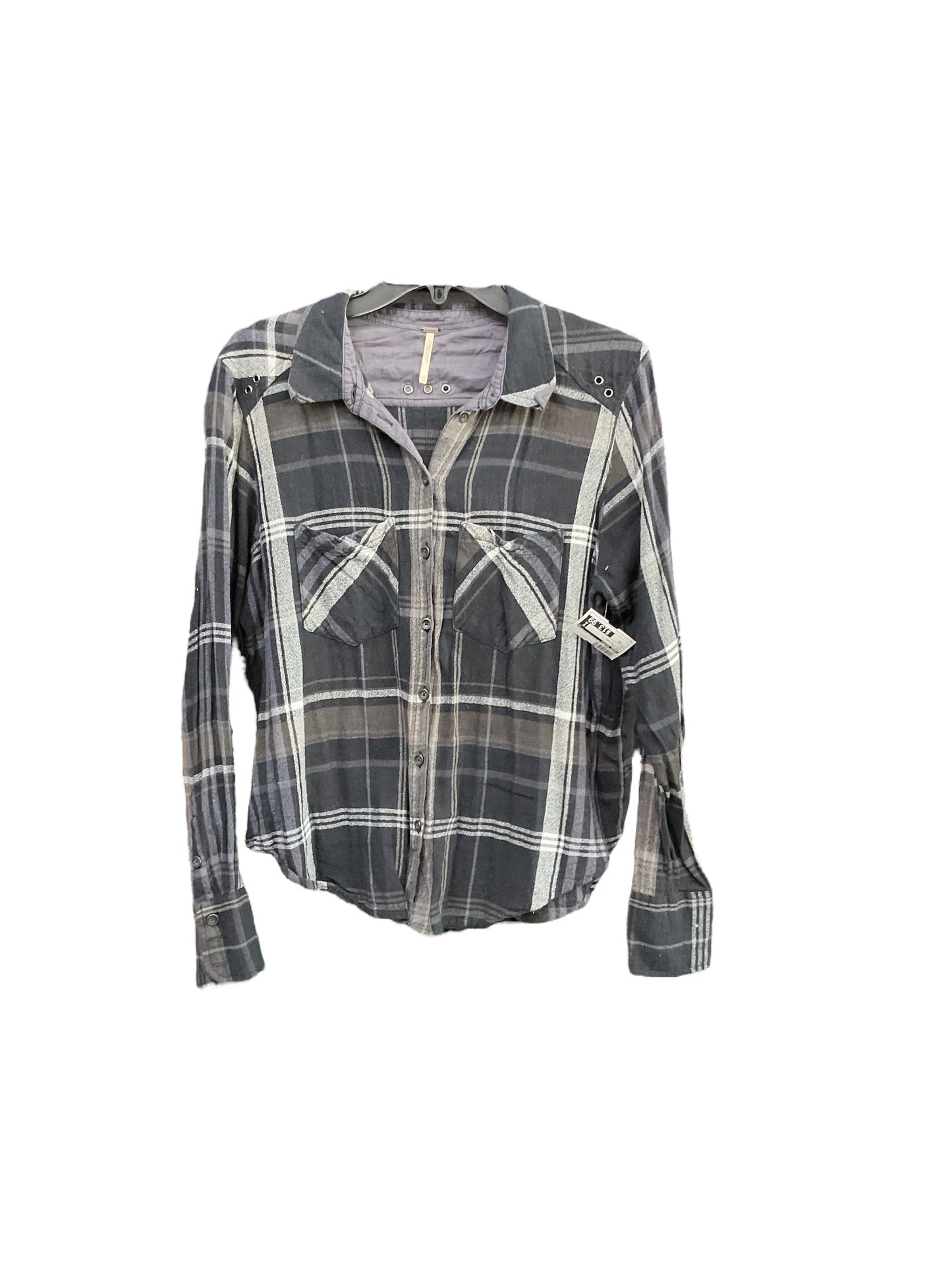 Top Long Sleeve By Free People In Plaid Pattern, Size: Xs