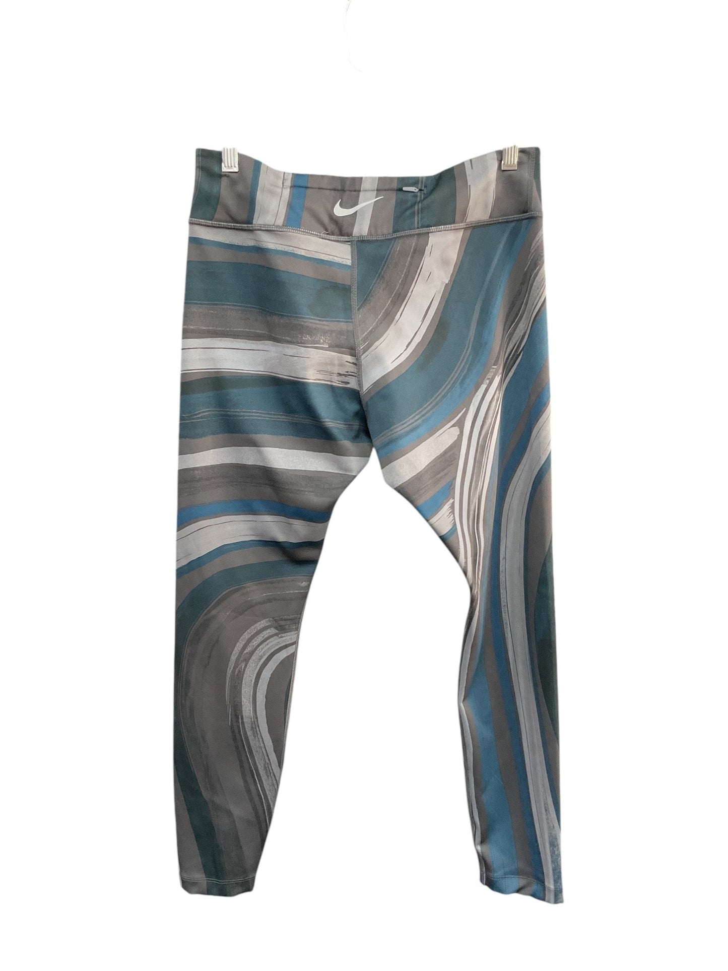 Athletic Leggings By Nike In Blue & Grey, Size: L