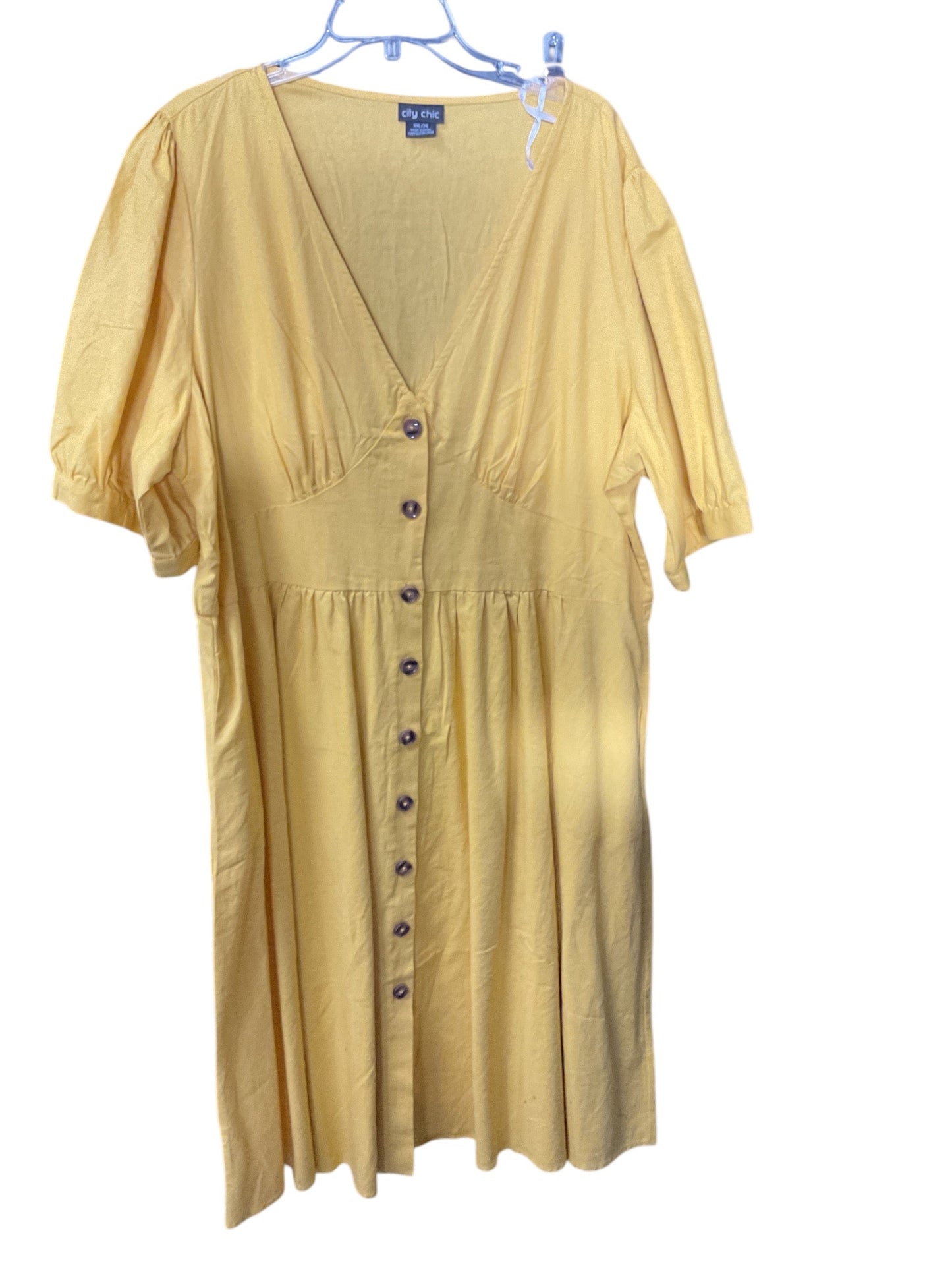 Dress Casual Maxi By City Chic In Yellow, Size: 2x