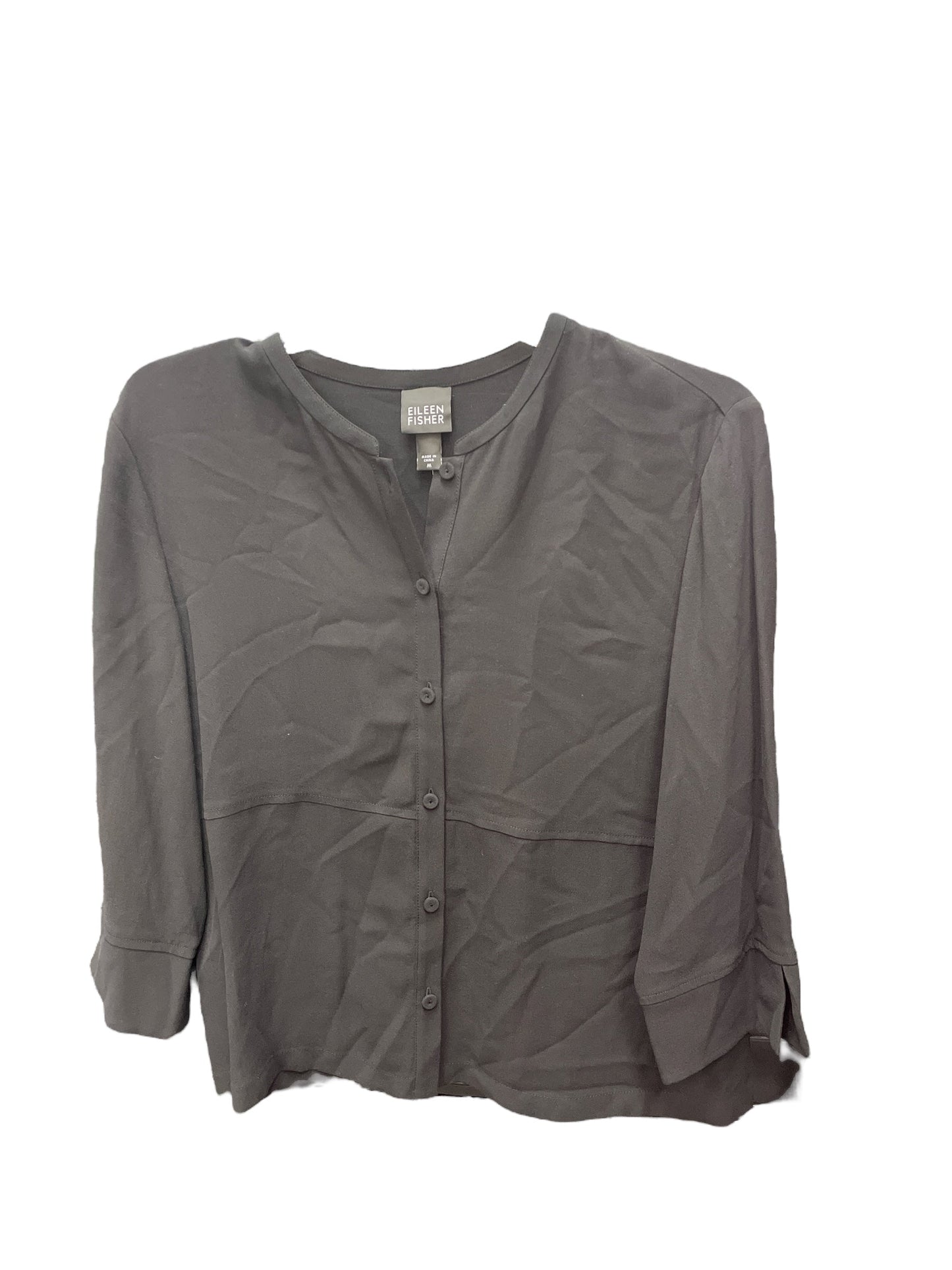 Top 3/4 Sleeve By Eileen Fisher In Black, Size: M