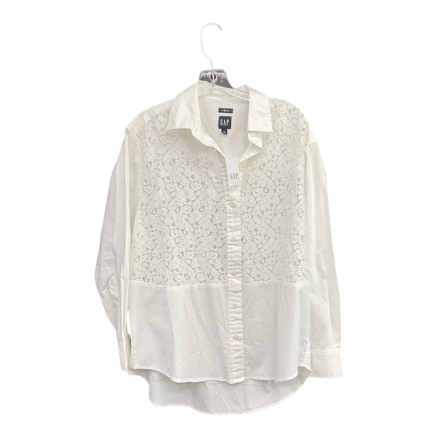 Top Long Sleeve By Gap In White, Size: S