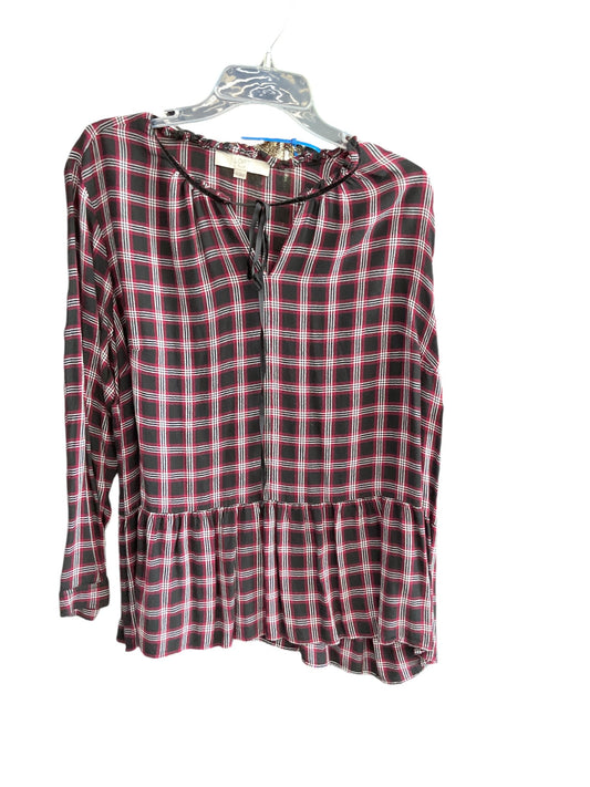 Top Long Sleeve By Loft In Plaid, Size: 18