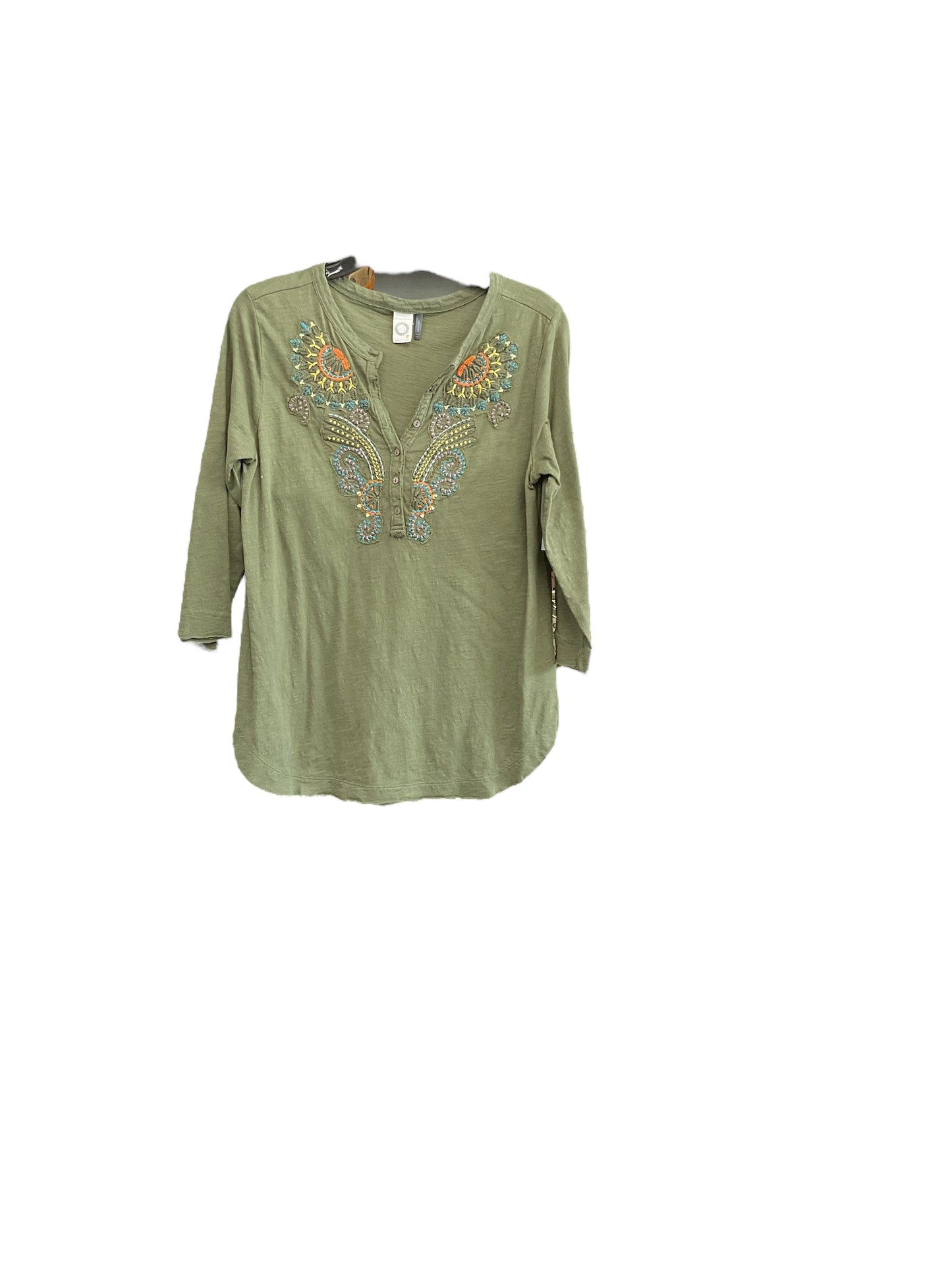 Green Top 3/4 Sleeve Anthropologie, Size M