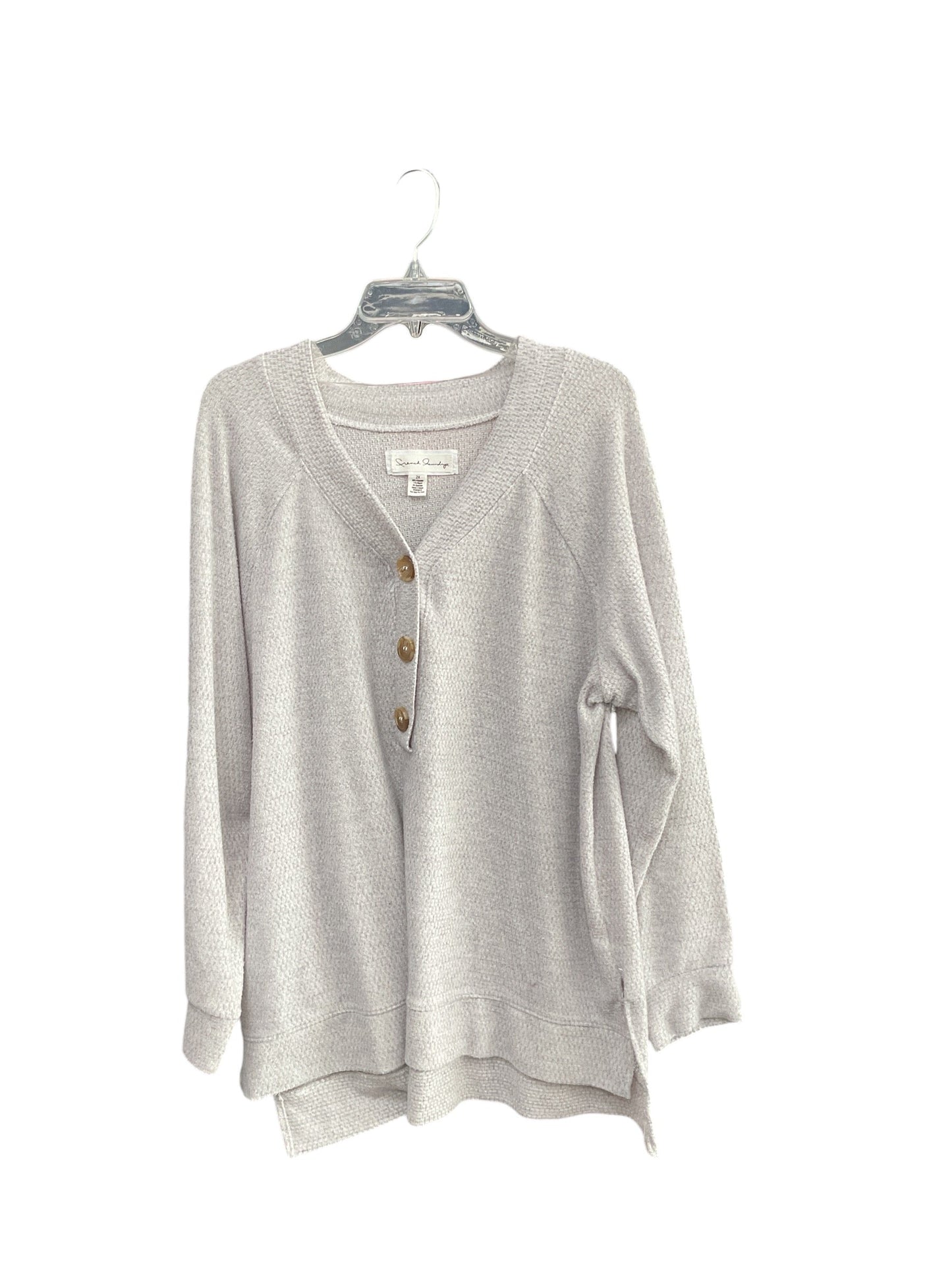 Top Long Sleeve By Clothes Mentor In Grey, Size: 2x