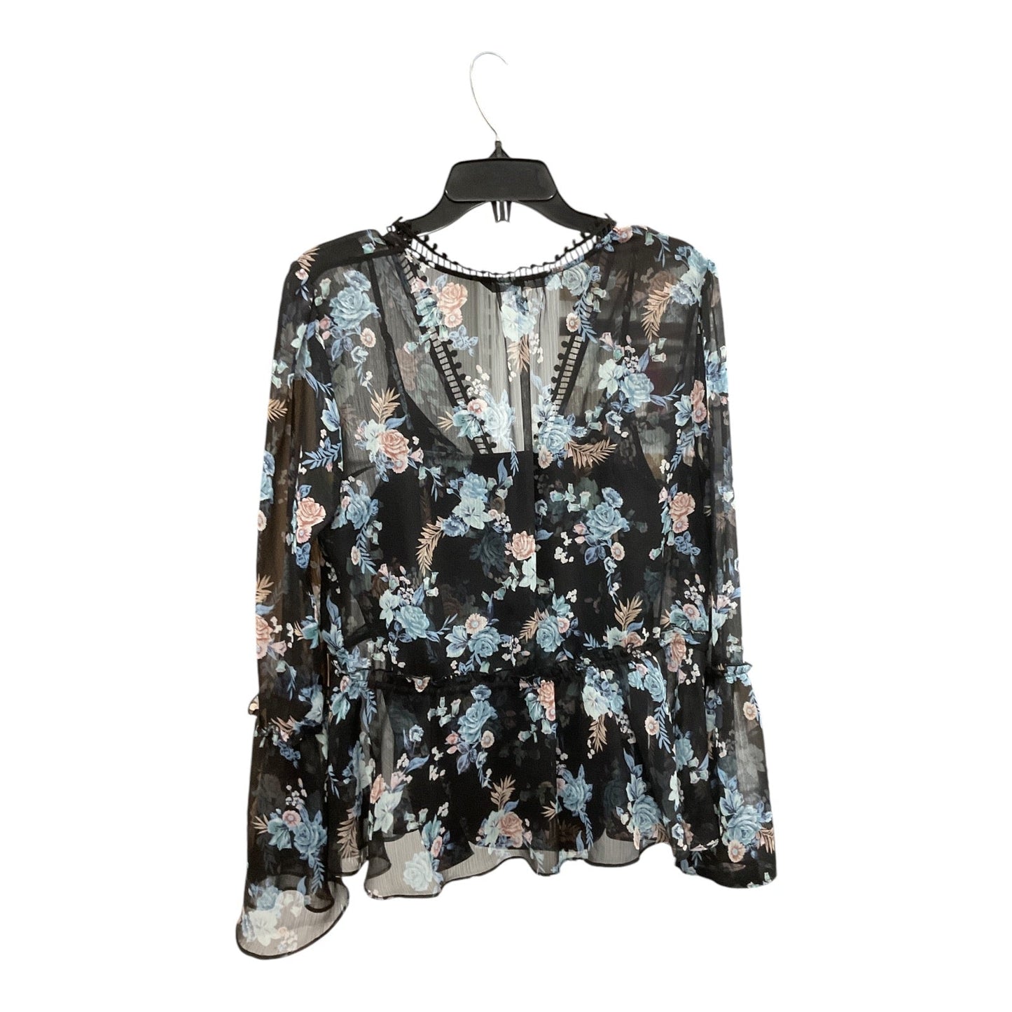 Top Long Sleeve By White House Black Market In Floral Print, Size: L