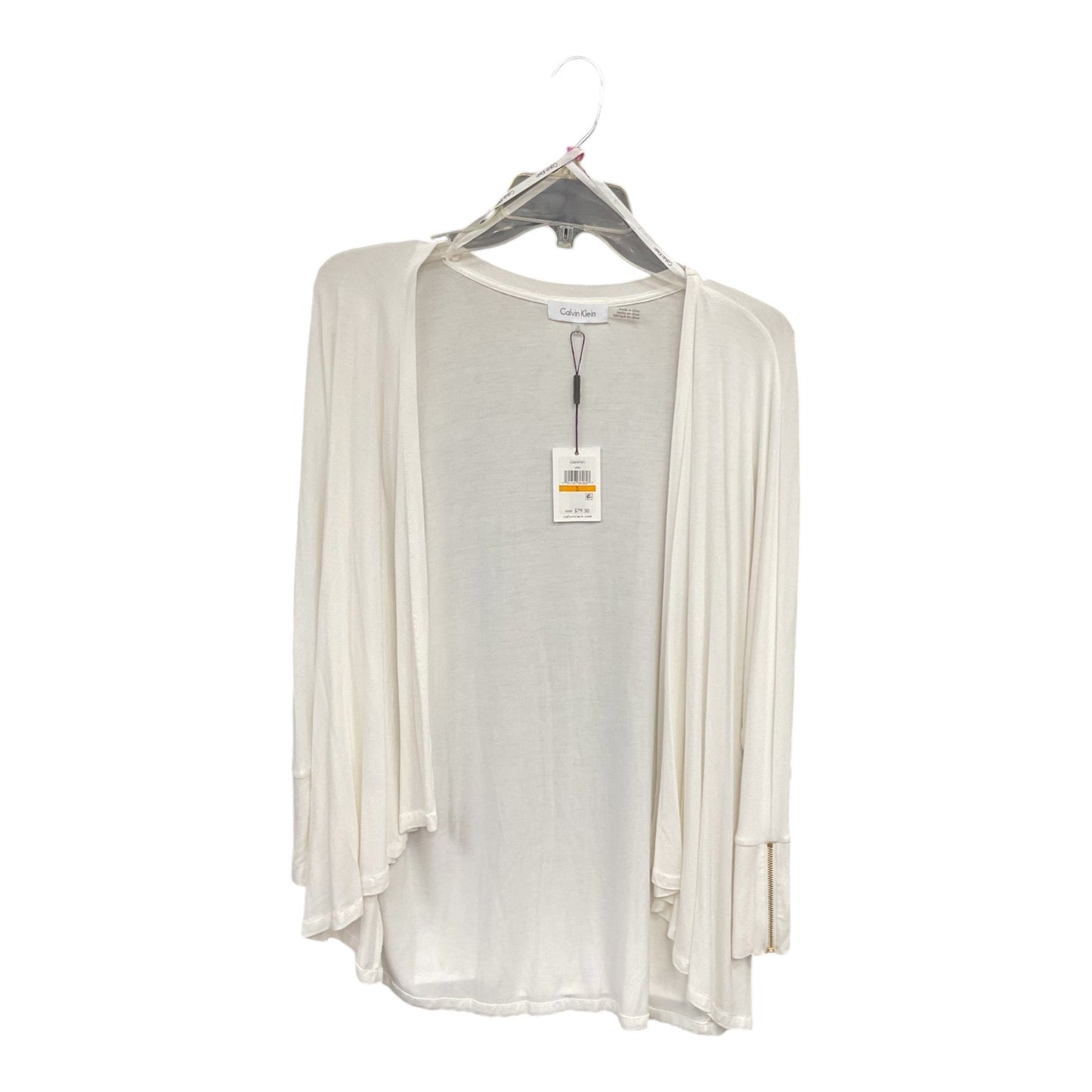 Top Long Sleeve By Calvin Klein In White, Size: S