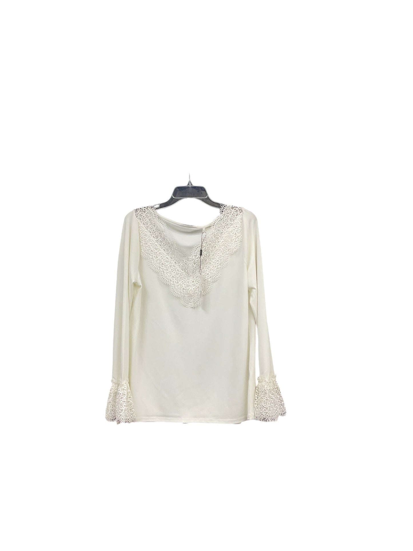 Top Long Sleeve By Tahari By Arthur Levine In White, Size: L