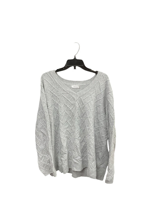 Sweater By Calvin Klein In Grey, Size: 1x