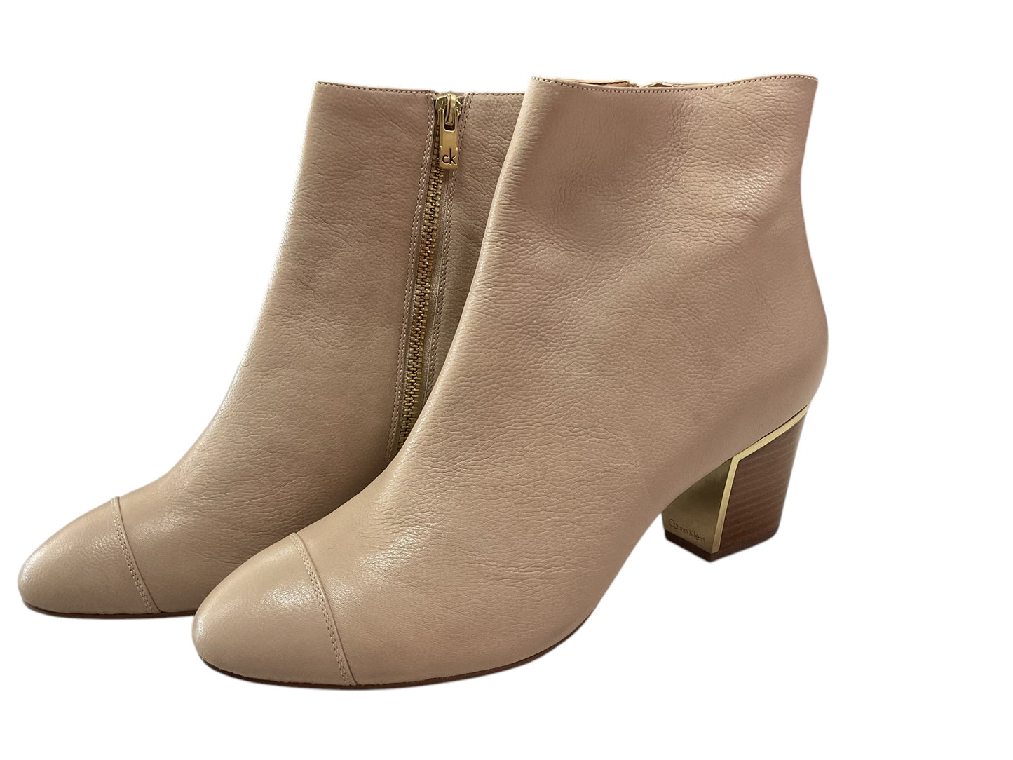 Boots Ankle Heels By Calvin Klein In Beige, Size: 11