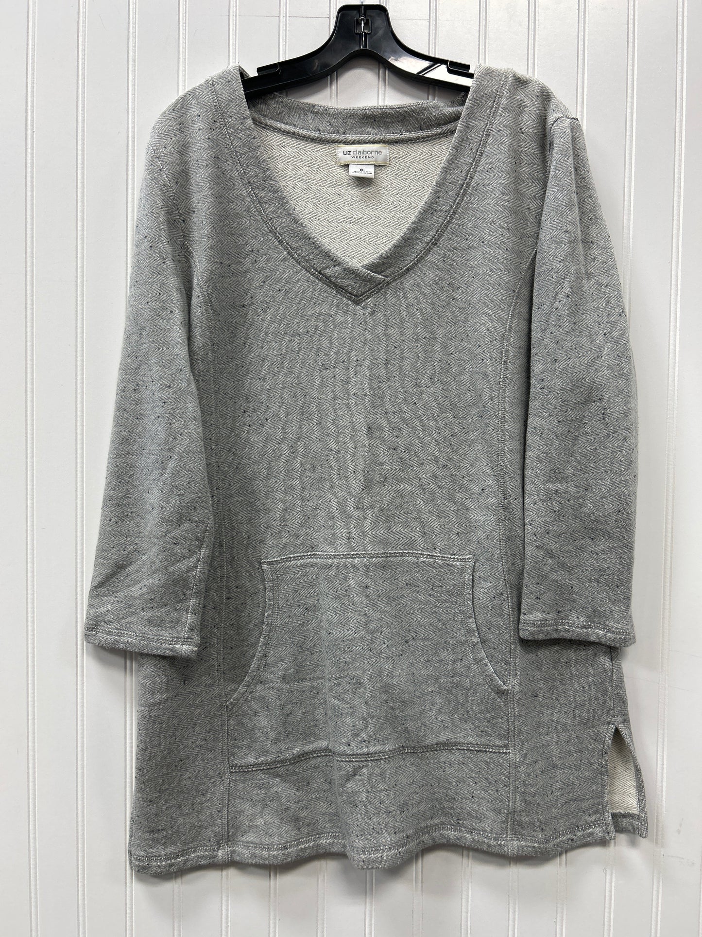 Sweatshirt Crewneck By Liz Claiborne In Grey, Size:Xl