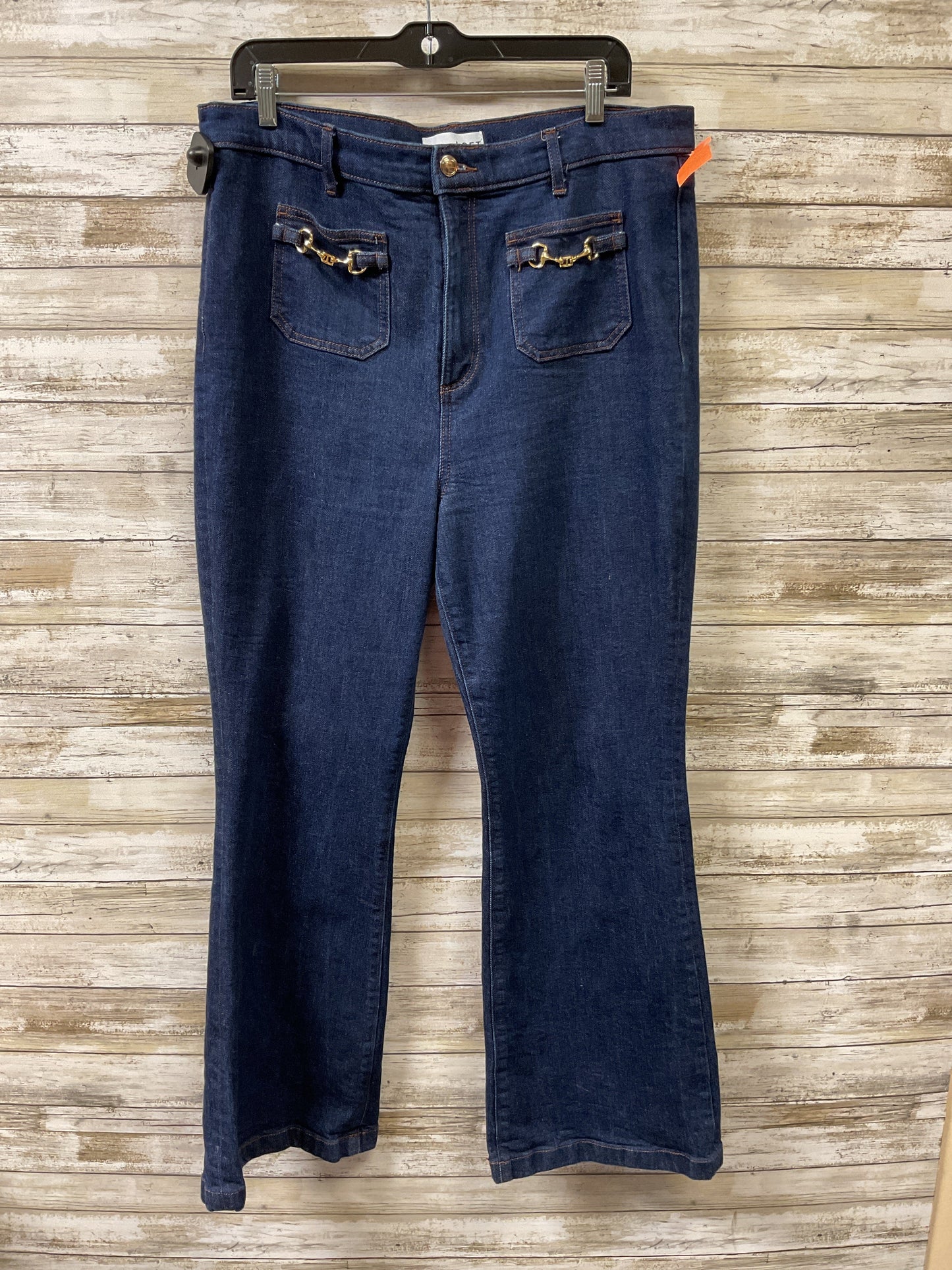 Jeans Flared By Loft In Blue Denim, Size:14
