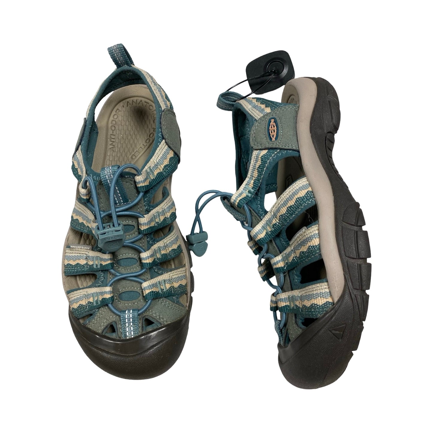 Sandals Flats By Keen In Blue & Grey, Size:7.5