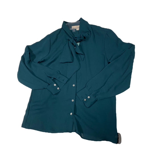 Blouse Long Sleeve By Loft In Teal, Size: Xxs