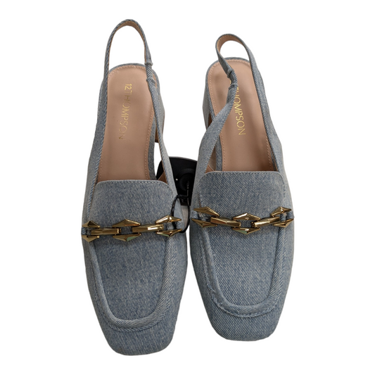 Blue Denim Shoes Heels Block Cmc, Size 8