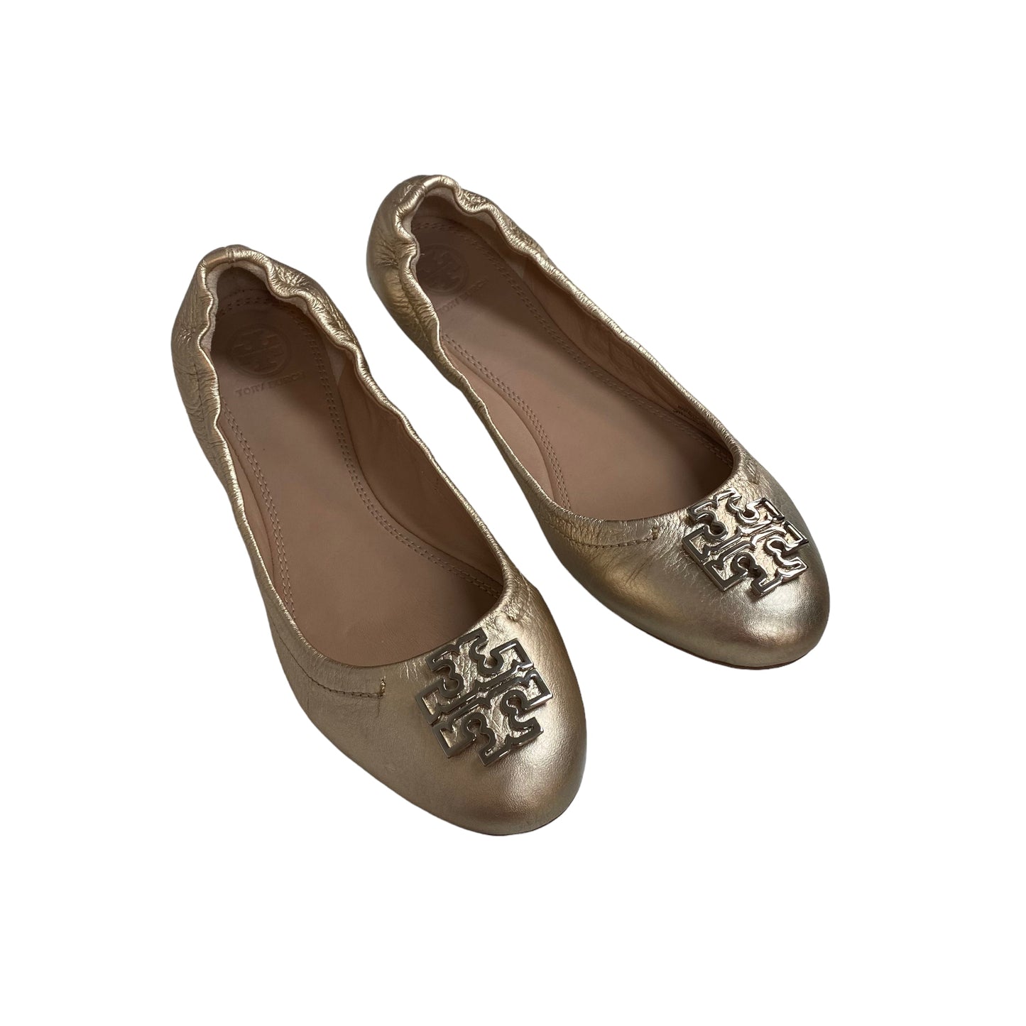 Gold Shoes Designer Tory Burch, Size 8
