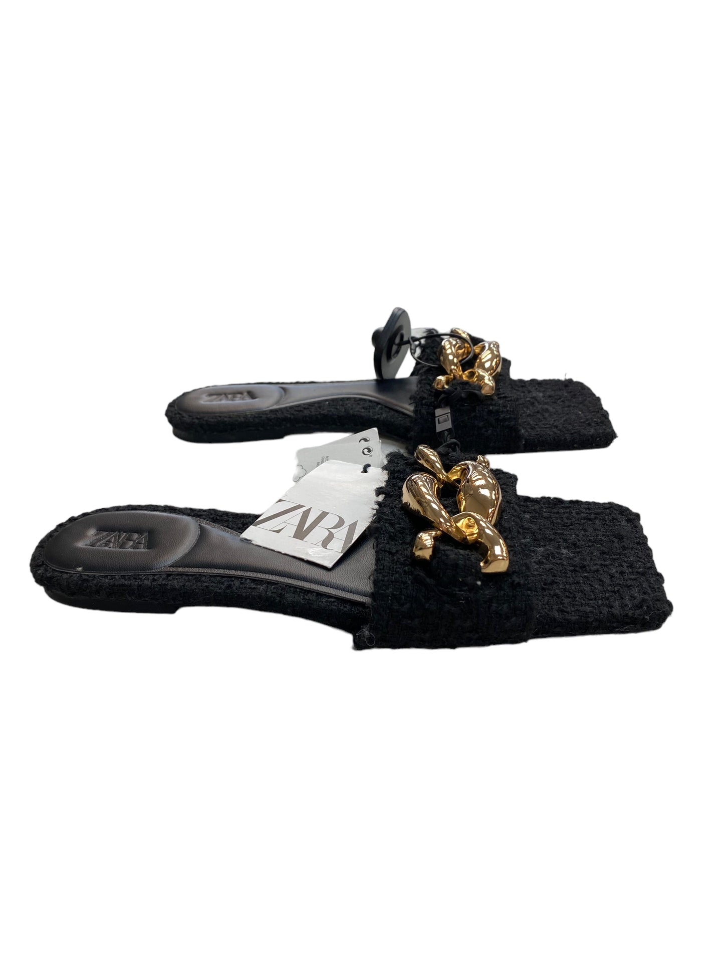 Black Sandals Flats Zara Women, Size 6.5