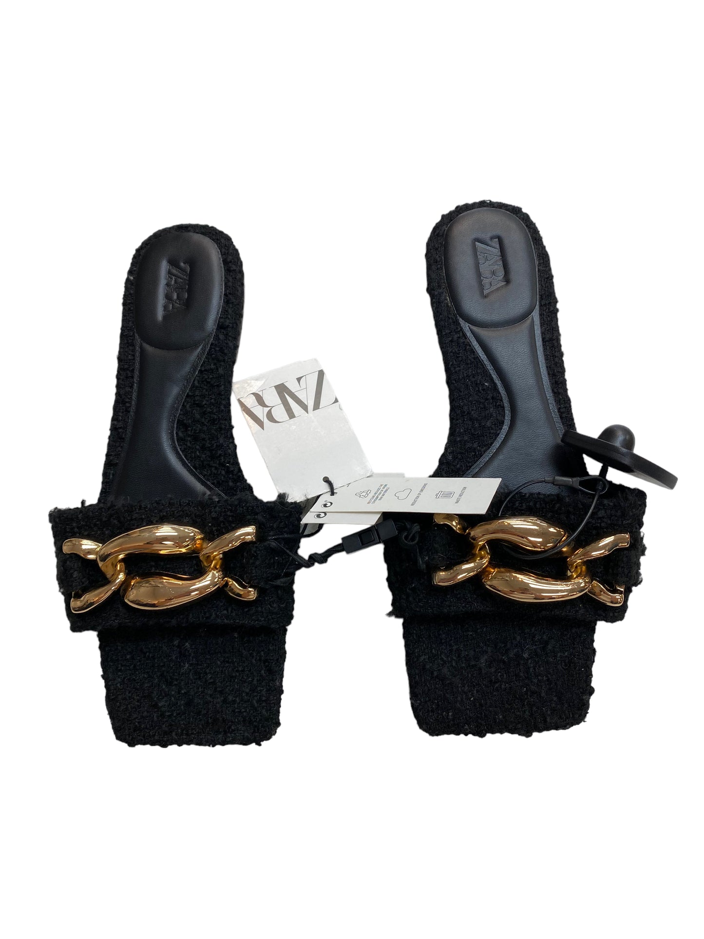 Black Sandals Flats Zara Women, Size 6.5