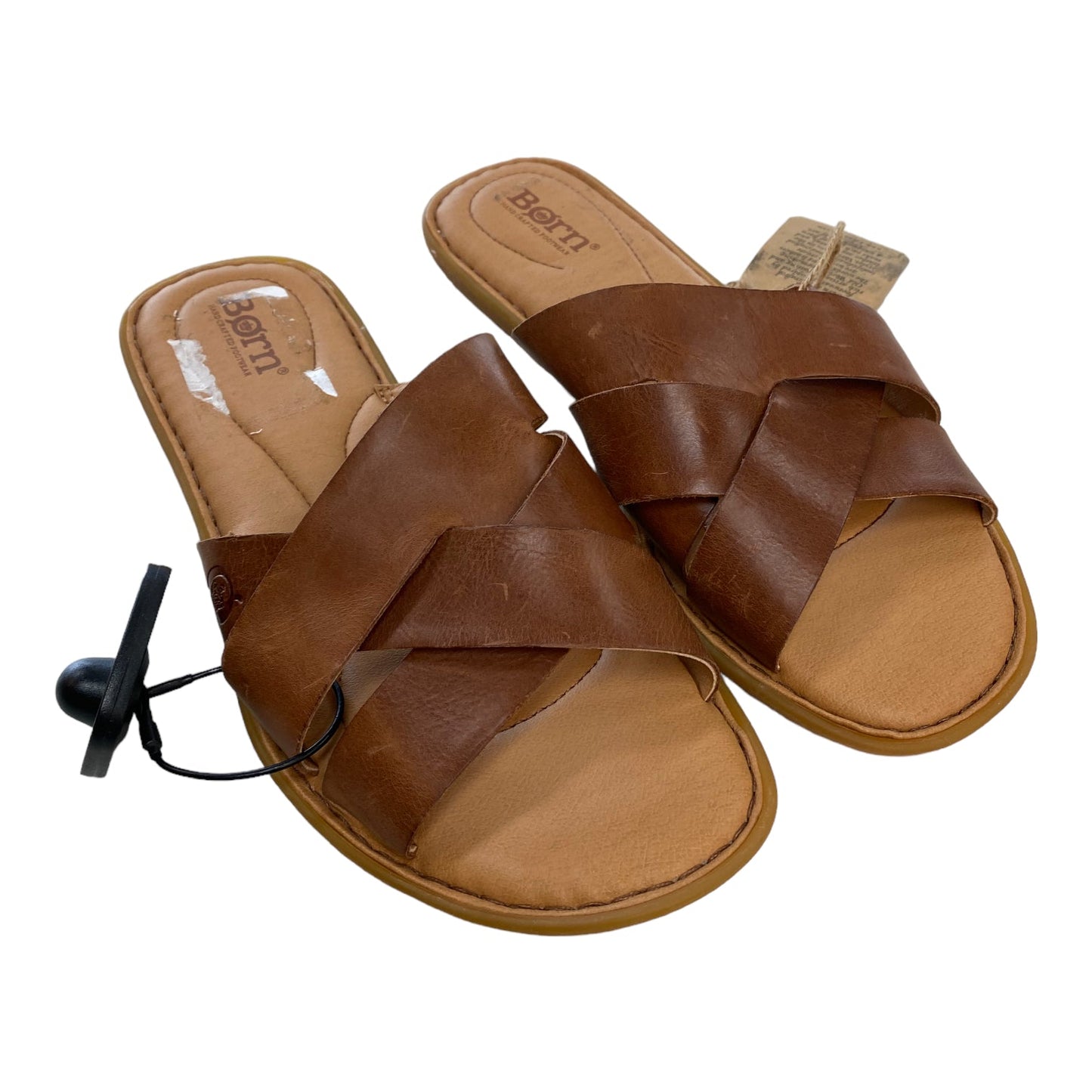 Tan Sandals Flats Born, Size 8