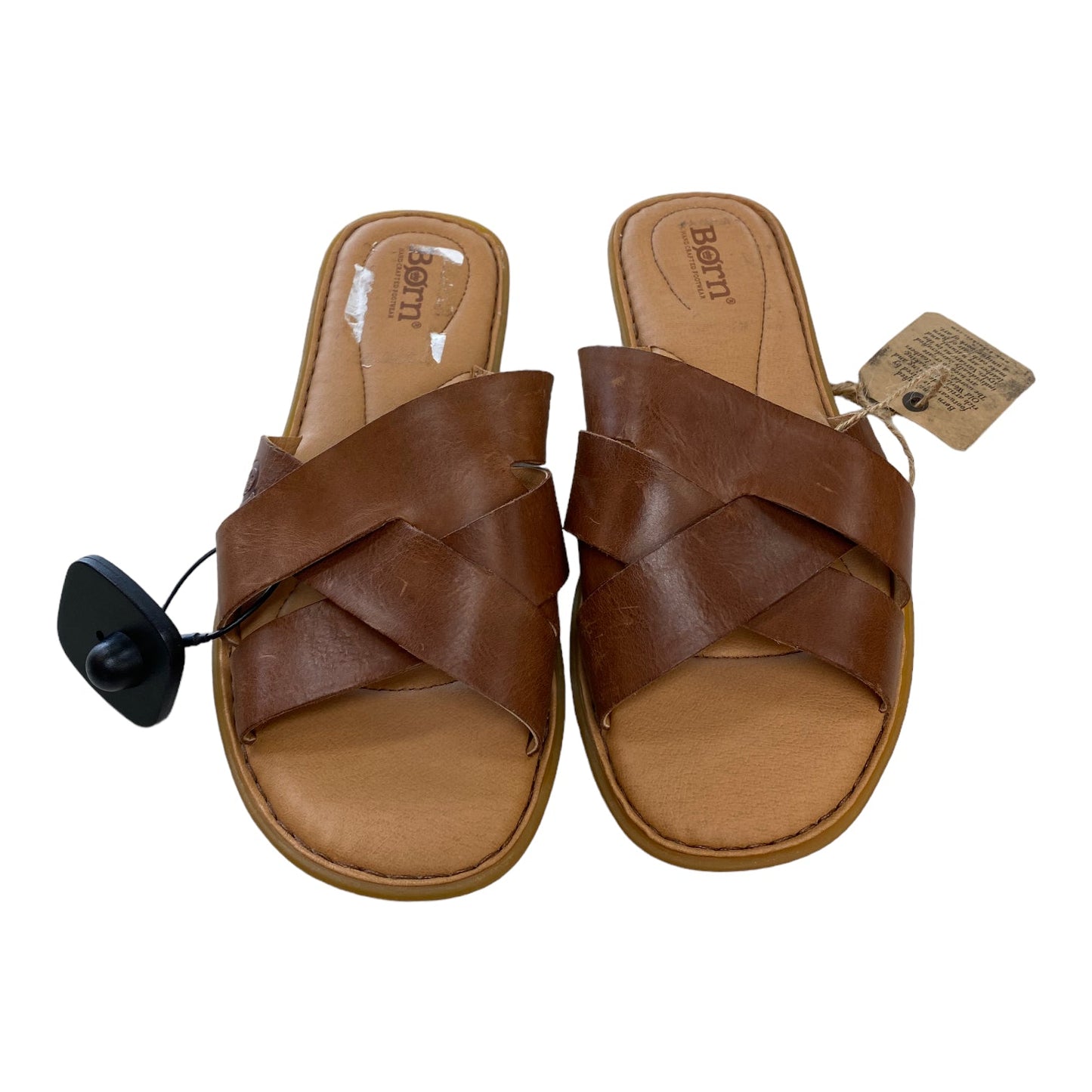 Tan Sandals Flats Born, Size 8