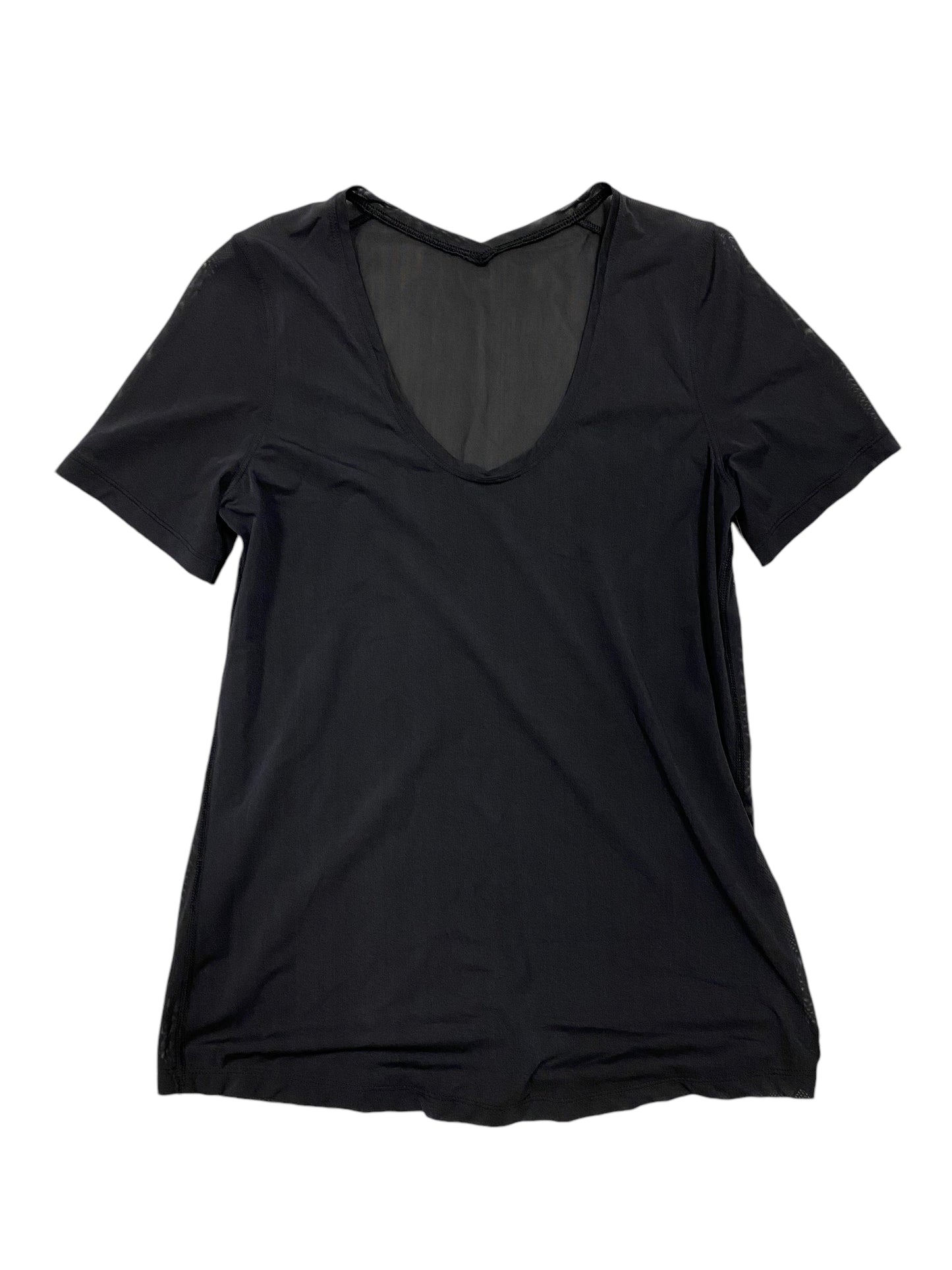 Athletic Top Short Sleeve By Lululemon In Black, Size: 4