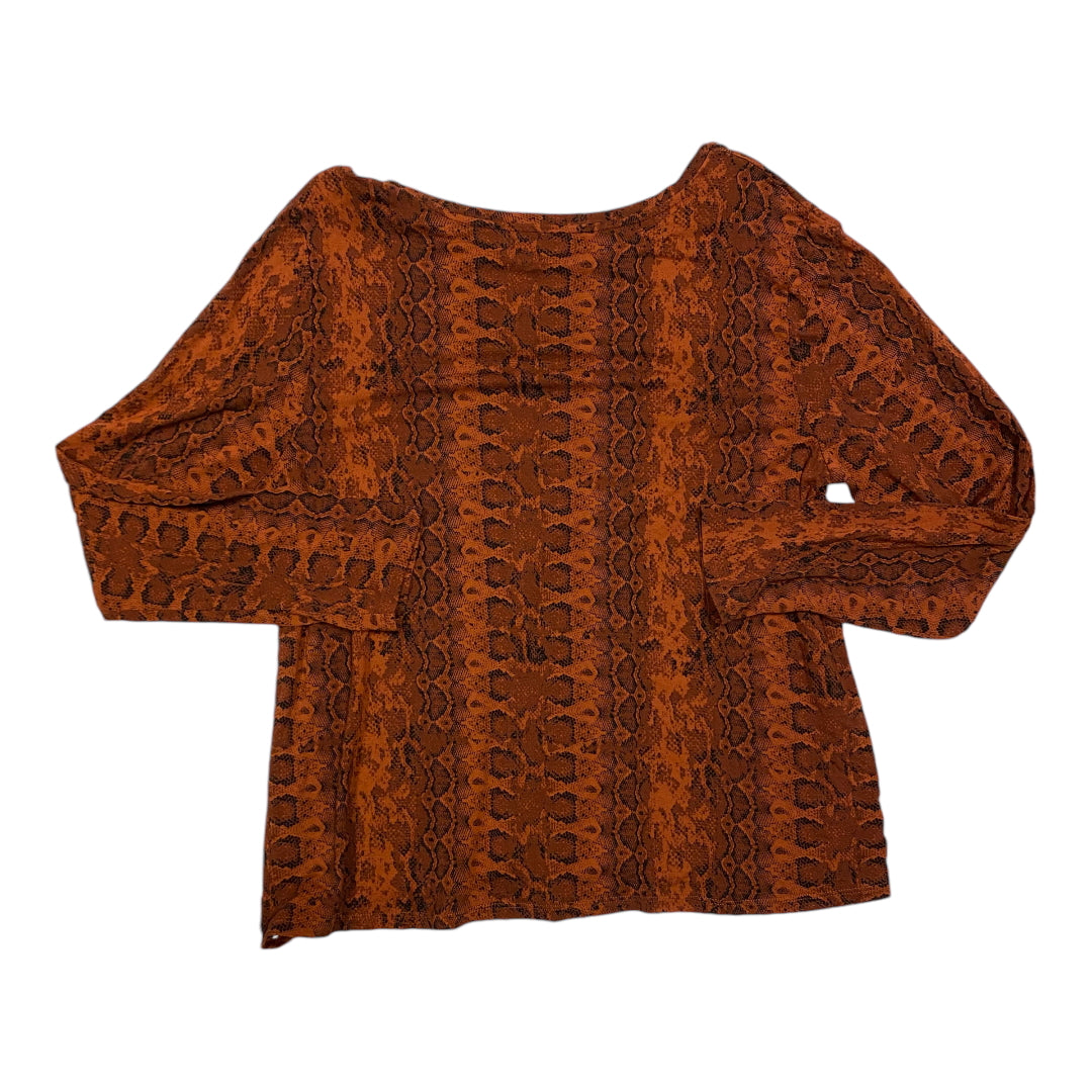 Top Long Sleeve By Worthington In Brown, Size: Lp