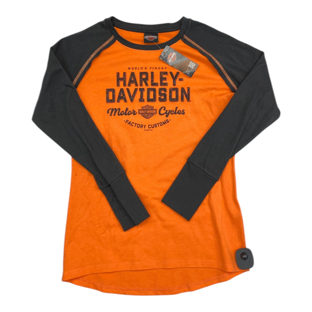 Top Long Sleeve By Harley Davidson In Orange, Size: M