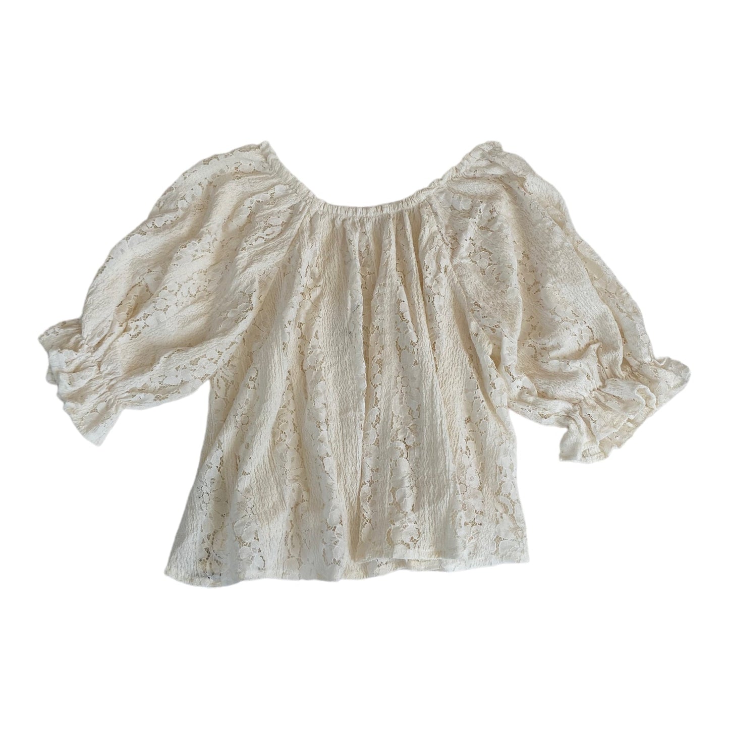Cream Top Short Sleeve Free People, Size Xl