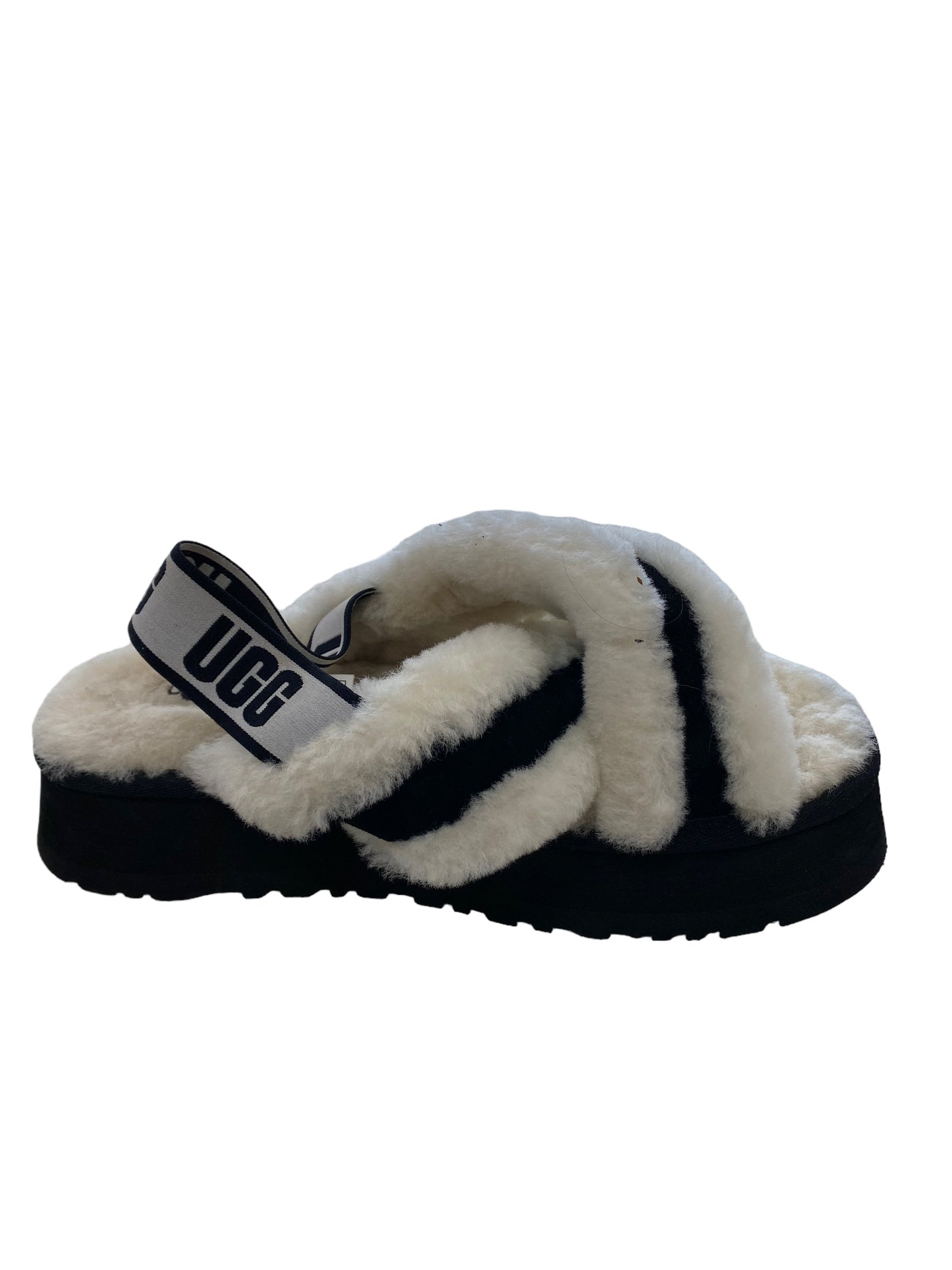 Black & White Sandals Heels Block Ugg, Size 10