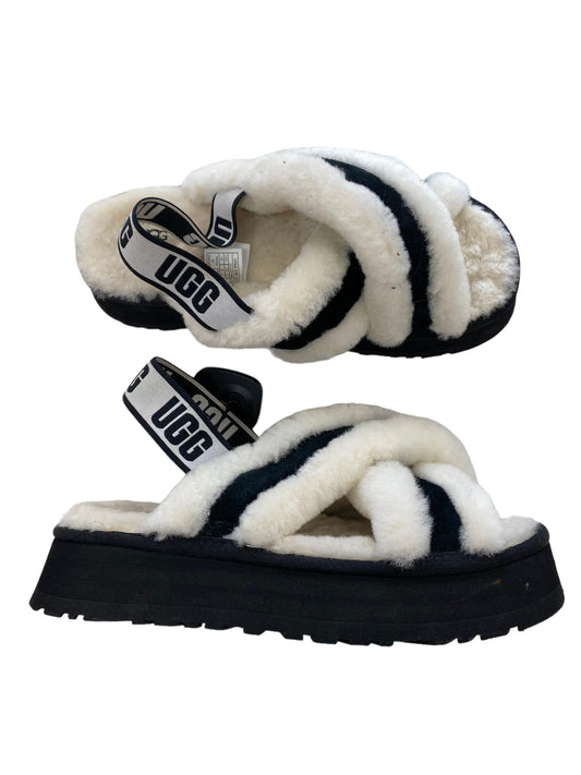 Black & White Sandals Heels Block Ugg, Size 10