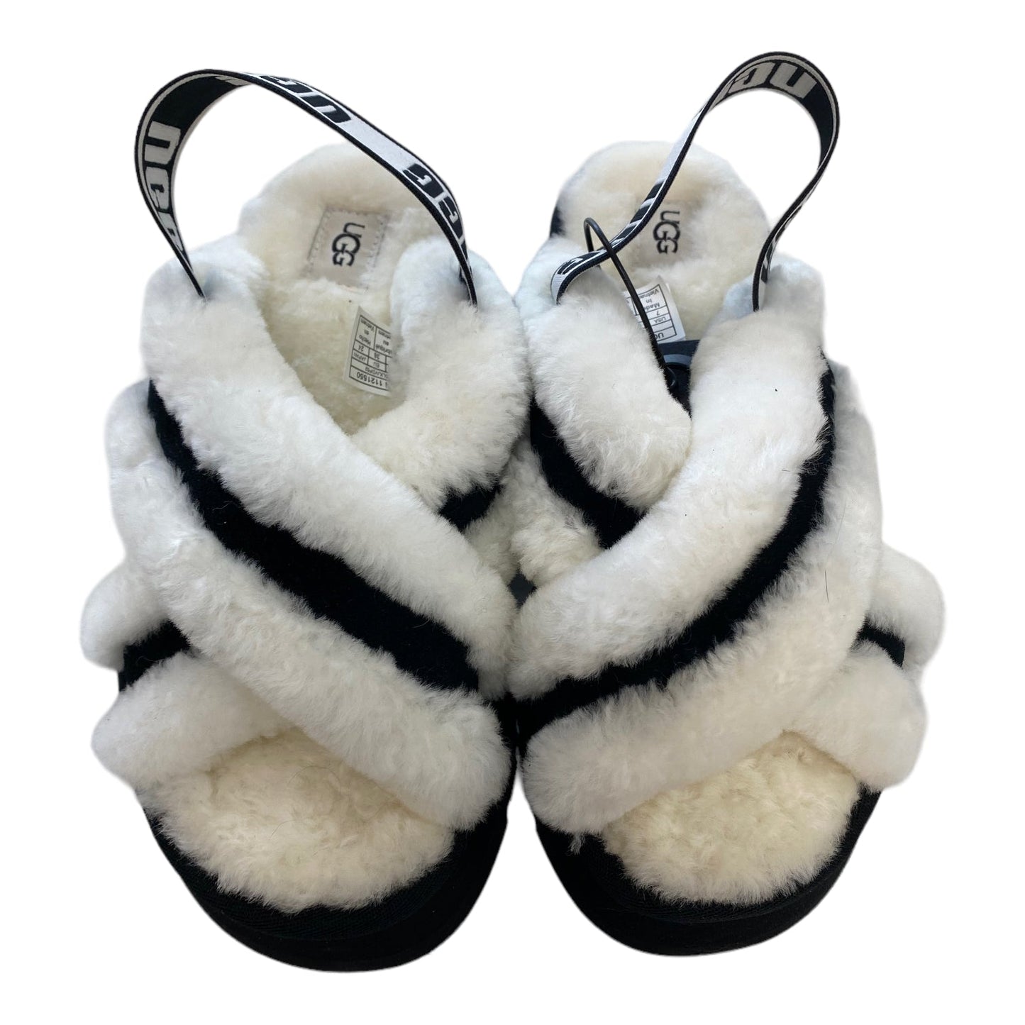 Black & White Sandals Flats Ugg, Size 7