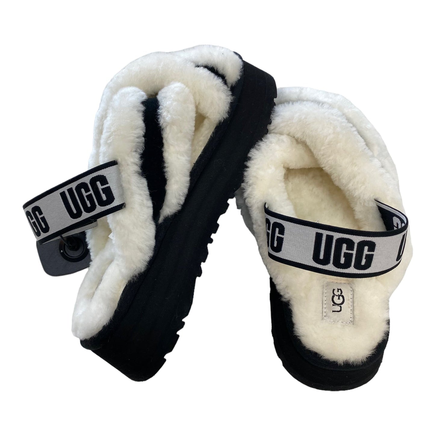 Black & White Sandals Flats Ugg, Size 7