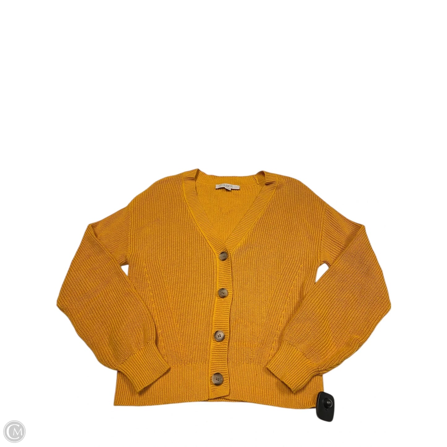 Sweater Cardigan By Loft In Yellow, Size: M