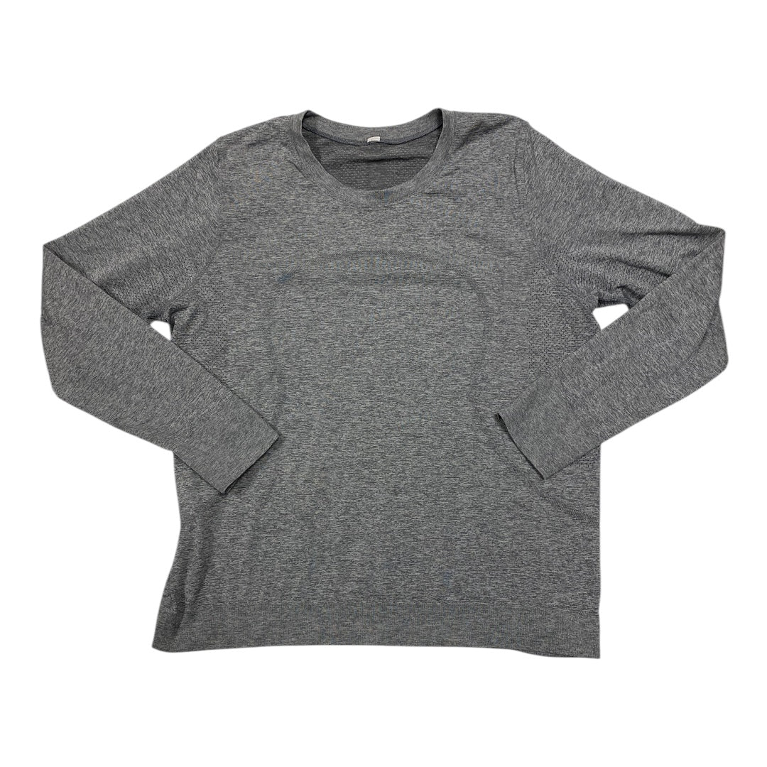 Athletic Top Long Sleeve Collar By Lululemon In Grey, Size: L