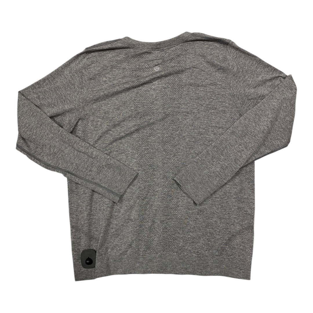 Athletic Top Long Sleeve Collar By Lululemon In Grey, Size: L