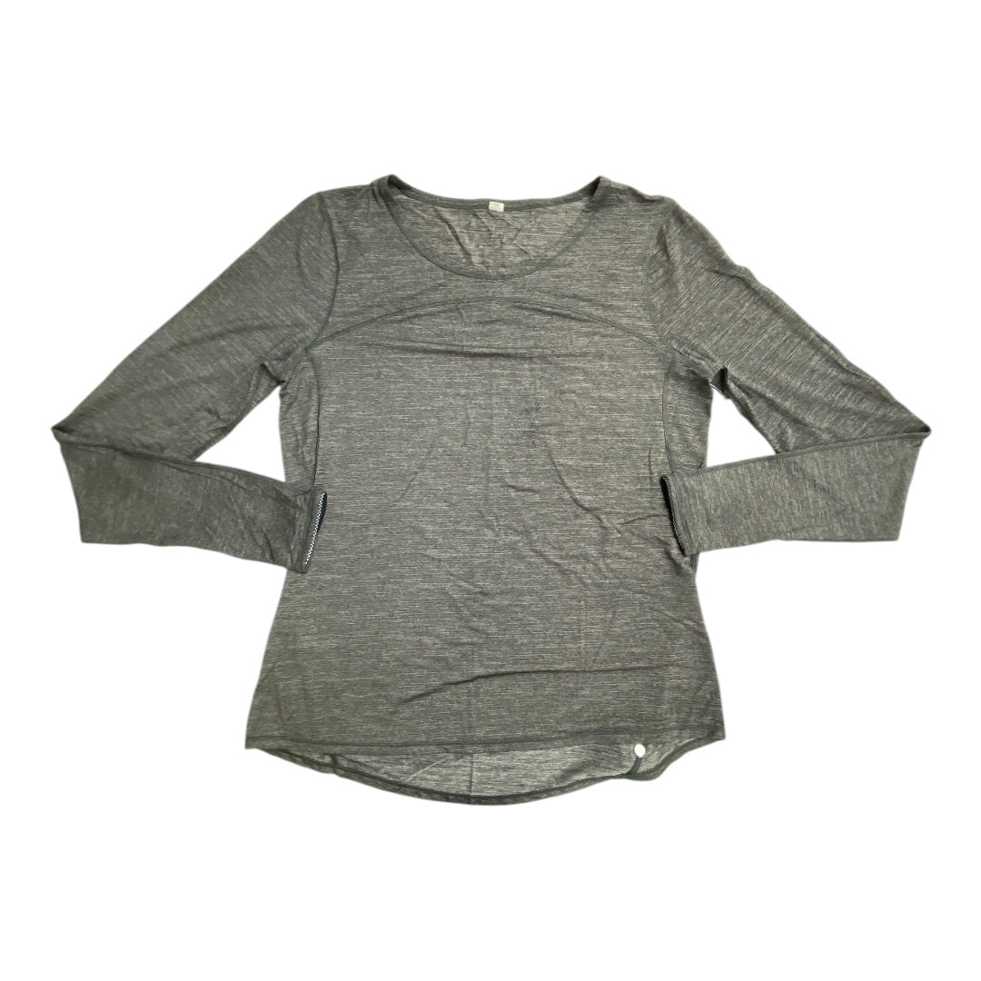 Athletic Top Long Sleeve Collar By Lululemon In Grey, Size: 10