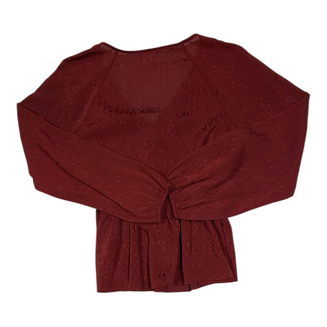 Top Long Sleeve By Leith In Maroon, Size: Xs