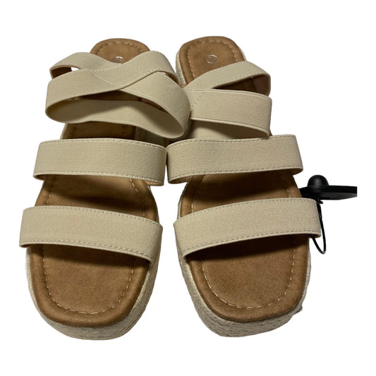 Beige Sandals Heels Platform Cmc, Size 9.5