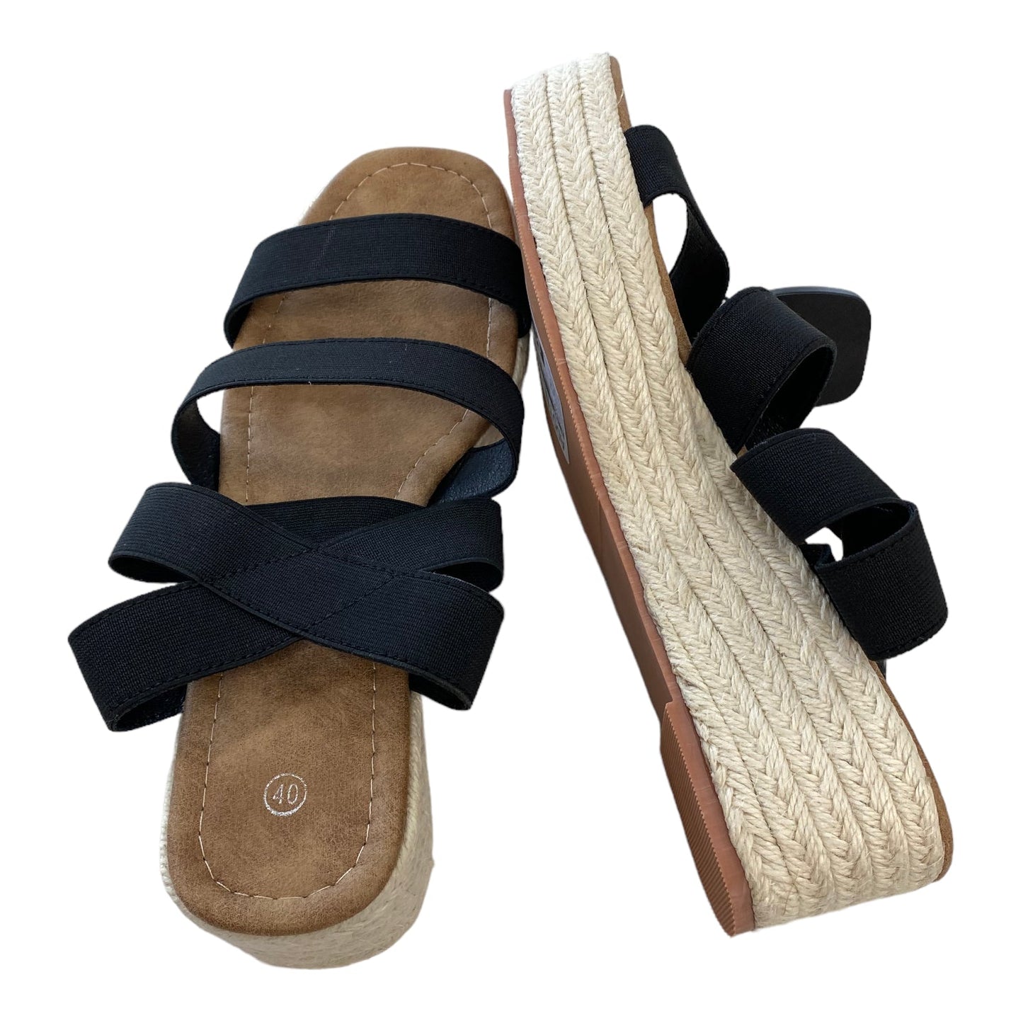 Black Sandals Heels Platform Cmc, Size 9.5