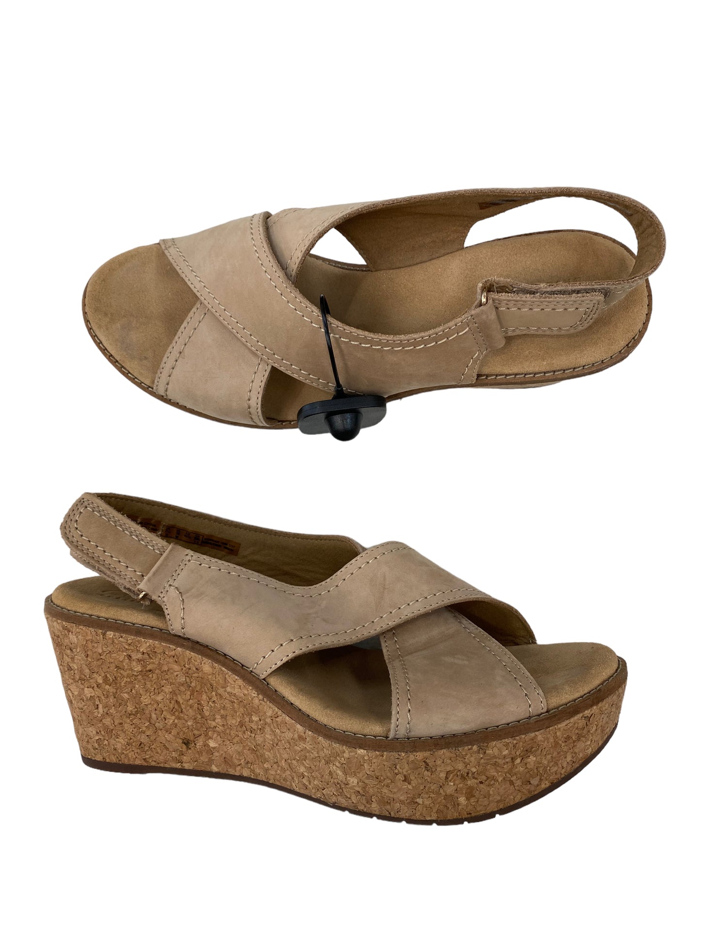 Brown Sandals Heels Platform Clarks, Size 10