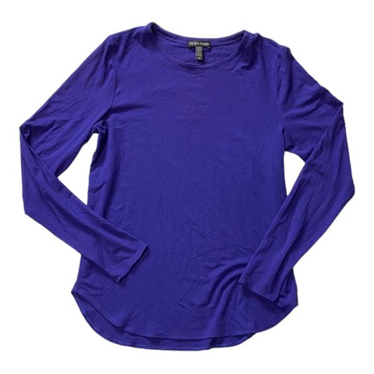 Purple Top Long Sleeve Designer Eileen Fisher, Size S
