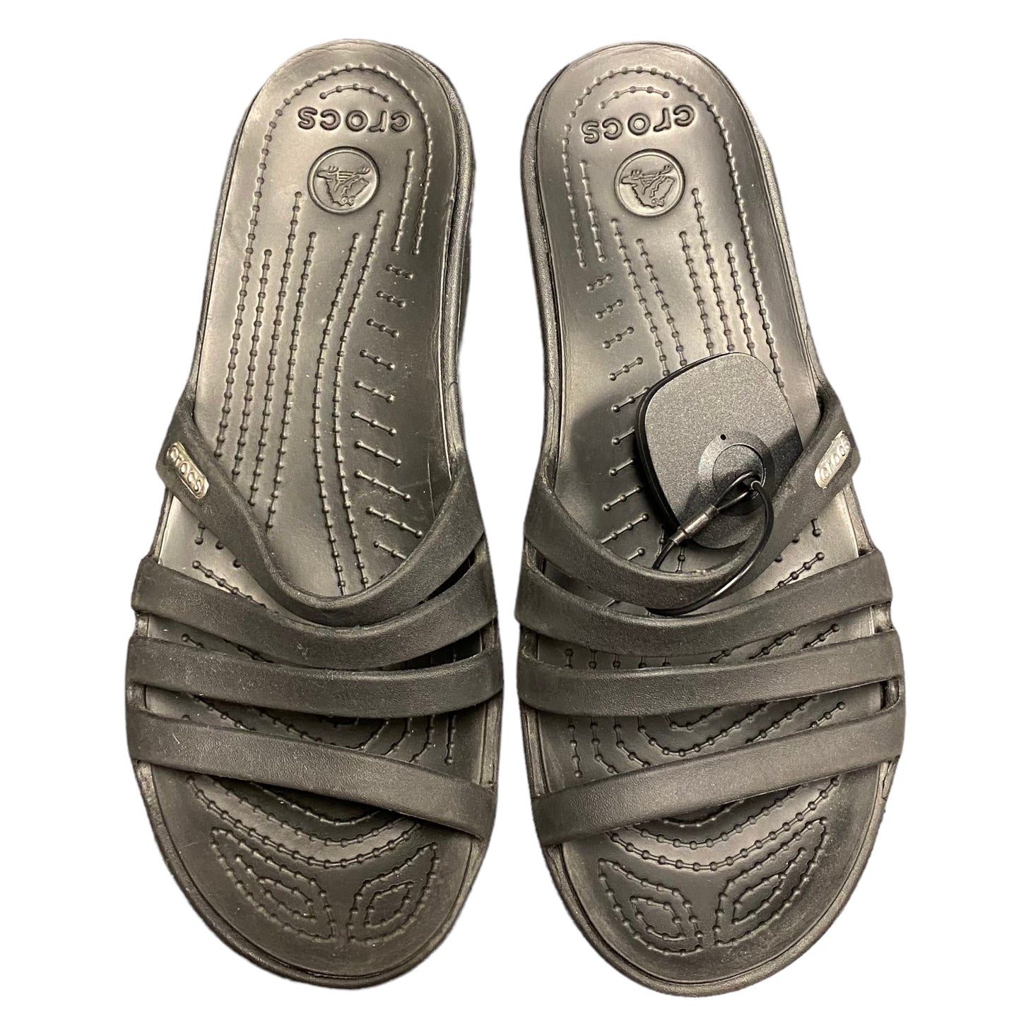 Black Sandals Heels Wedge Crocs, Size 8