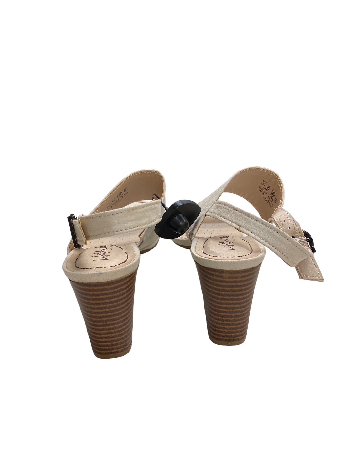 Cream Sandals Heels Block Life Stride, Size 9.5