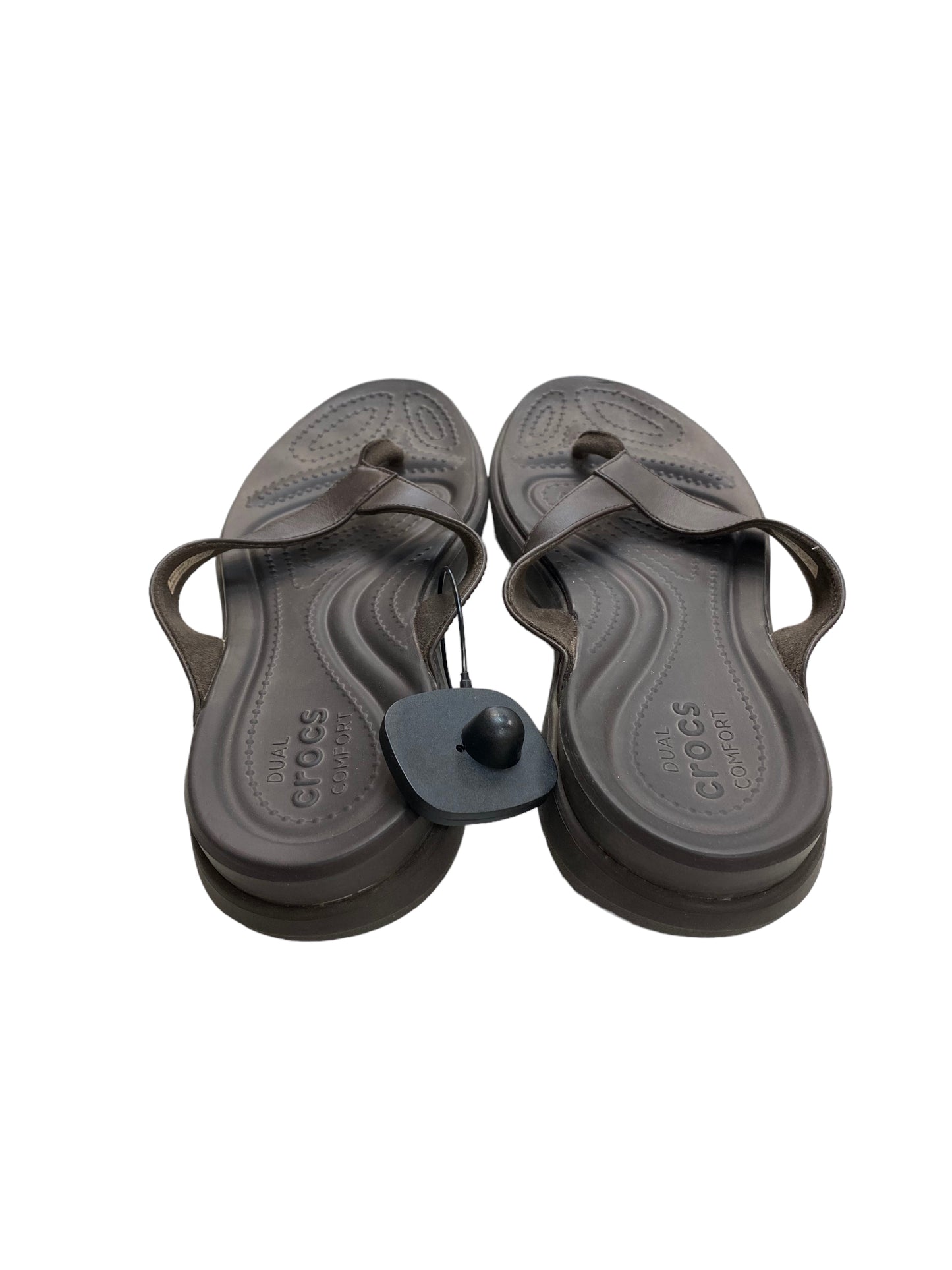 Brown Sandals Flip Flops Crocs, Size 10