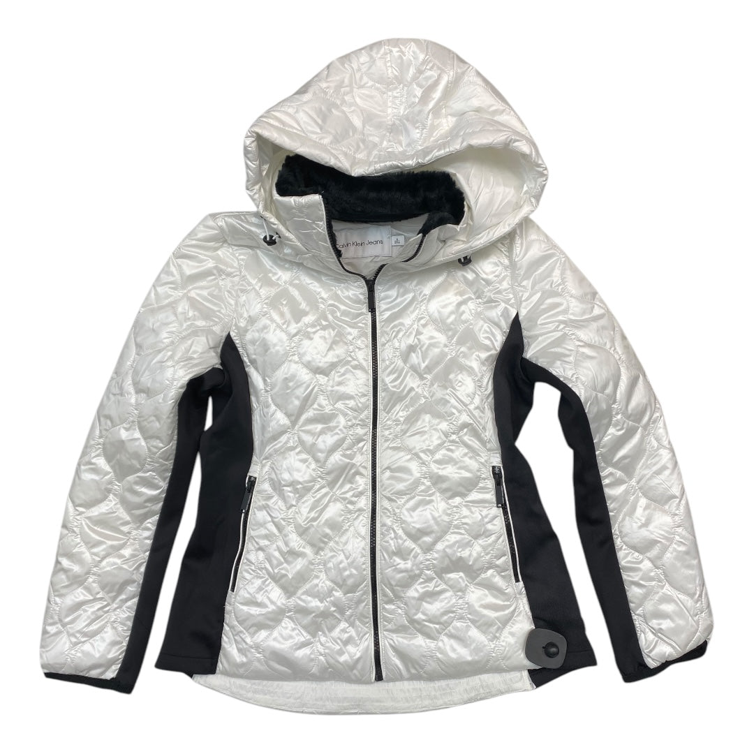 Jacket Puffer & Quilted By Calvin Klein In White, Size: M