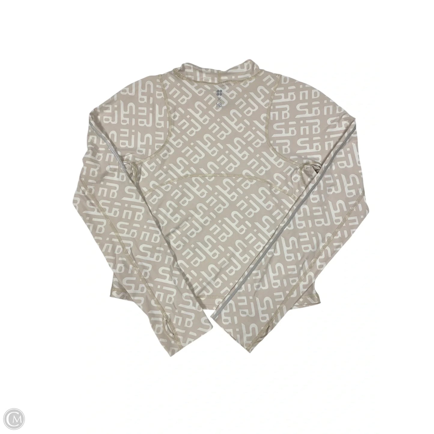 Athletic Top Long Sleeve Collar By Sweaty Betty In Cream, Size: L