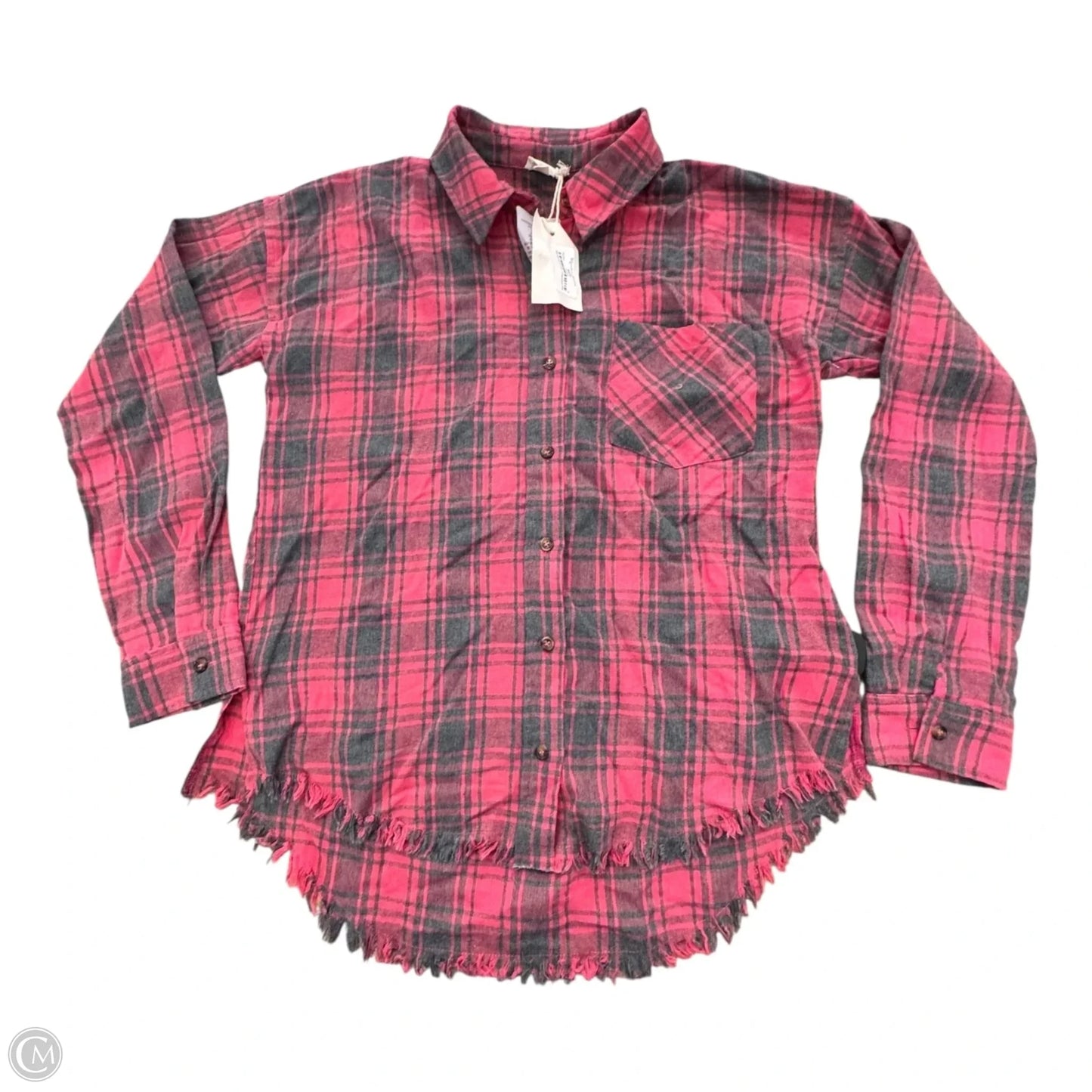 Top Long Sleeve By Hem & Thread In Plaid Pattern, Size: S