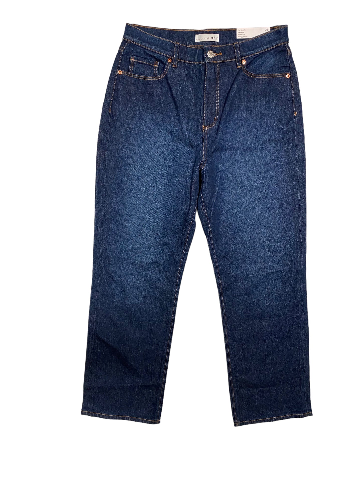 Blue Denim Jeans Straight Loft, Size 8